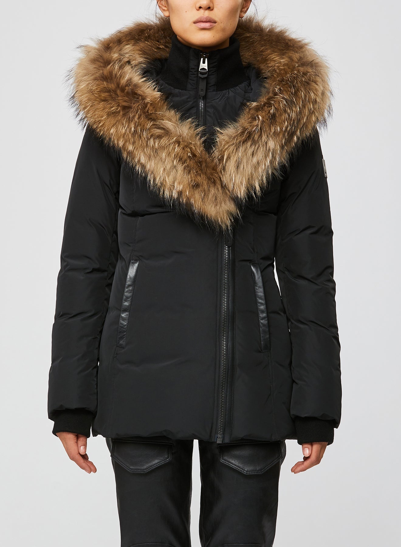 ADALI fitted winter down coat with hood and fur trim - 1