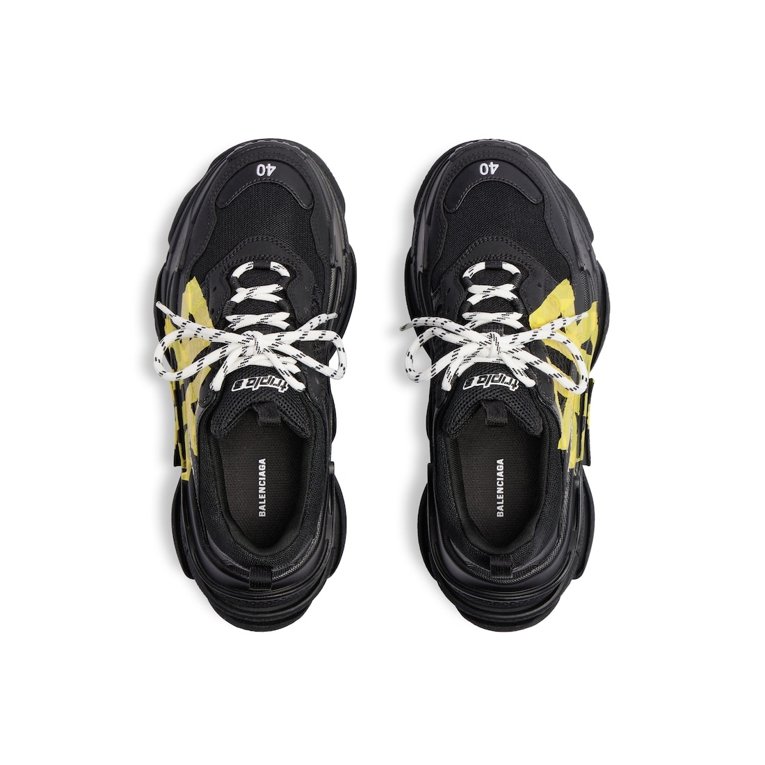 Men's Triple S Tape Type Sneaker  in Black/yellow - 6