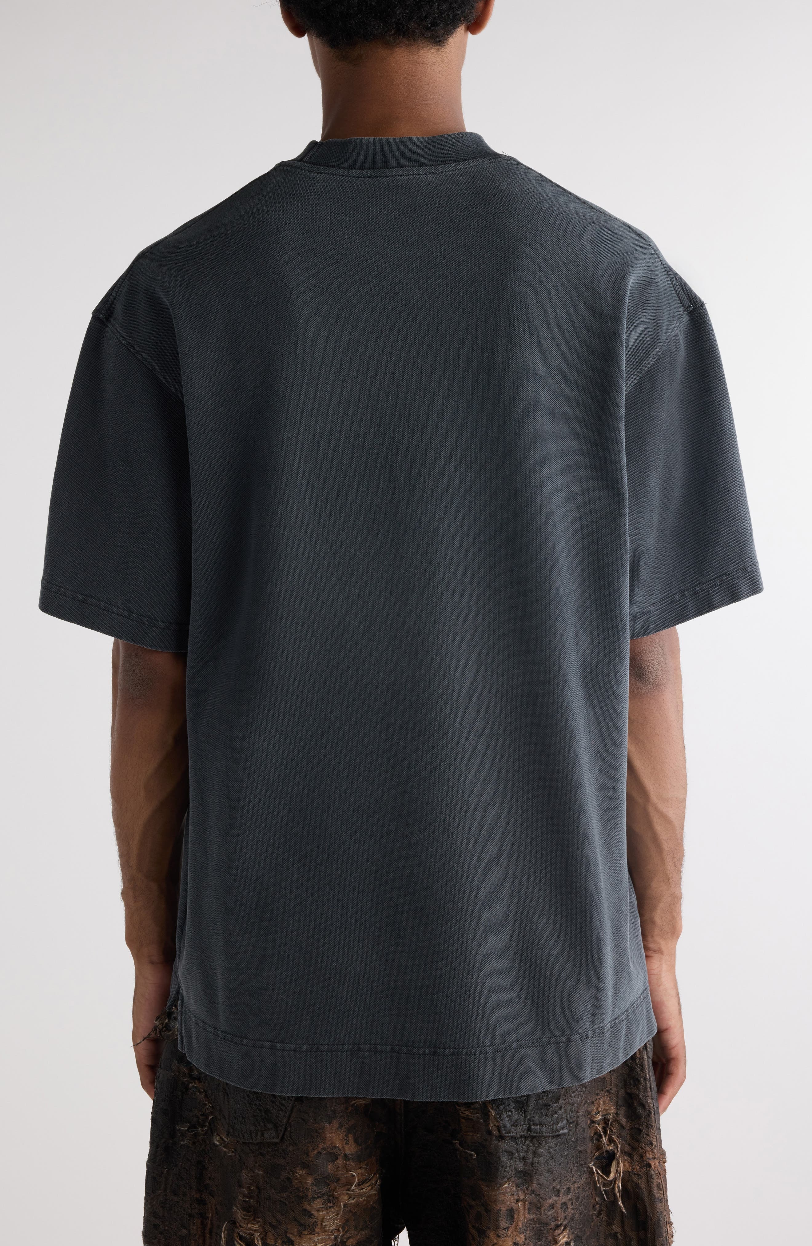 Acne Studios Tourist Logo Embroidered Cotton T-Shirt in Faded Black at Nordstrom - 3