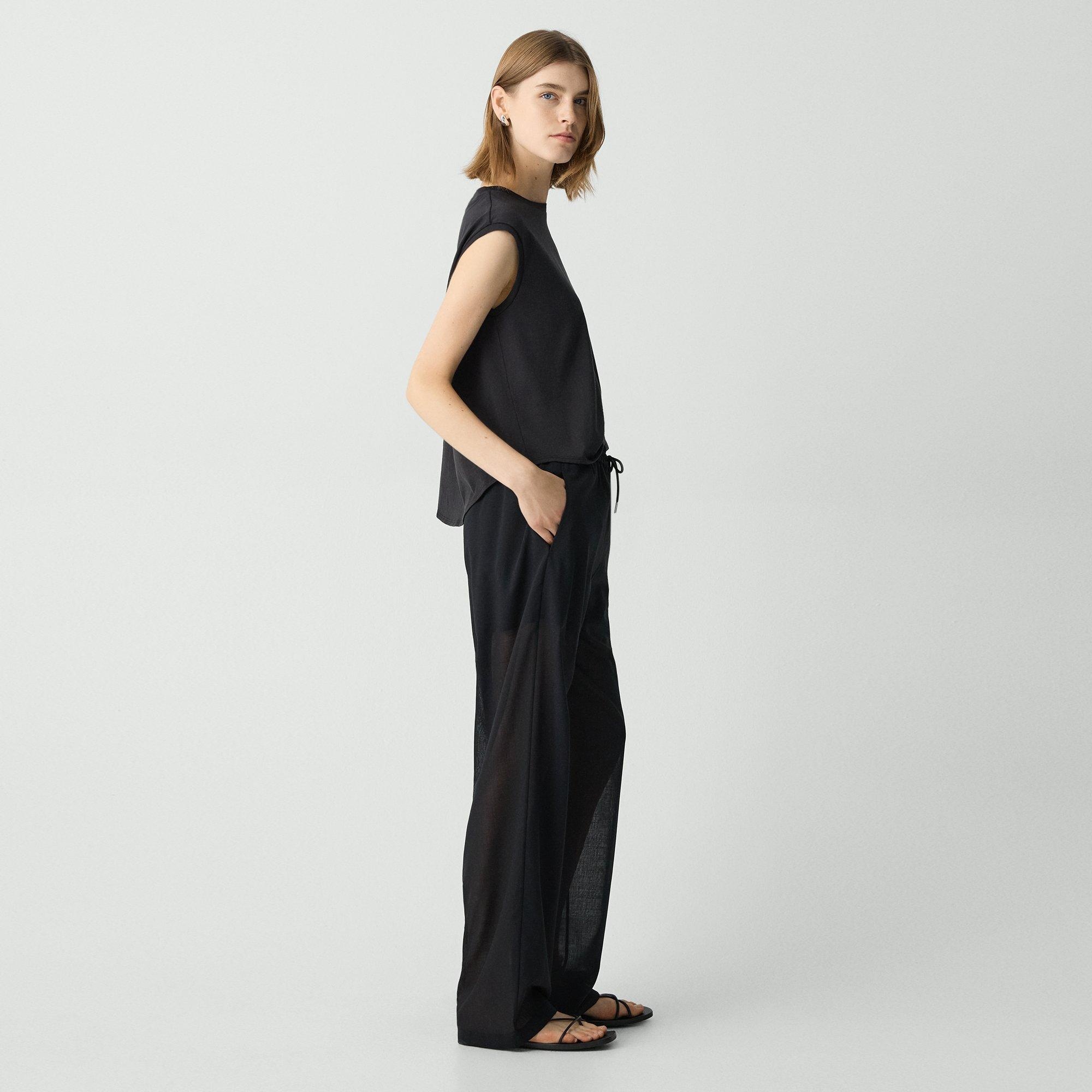 Drawcord Pull-On Pant in Lightweight Wool - 3