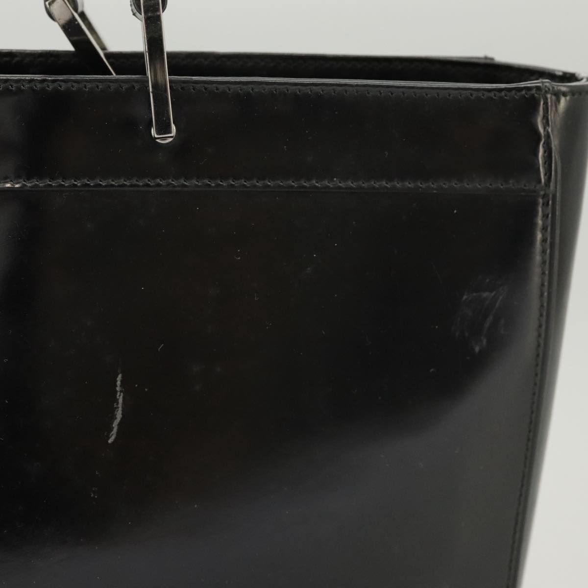 GUCCI Tote Bag Patent Leather Black Silver 002 002 - 6