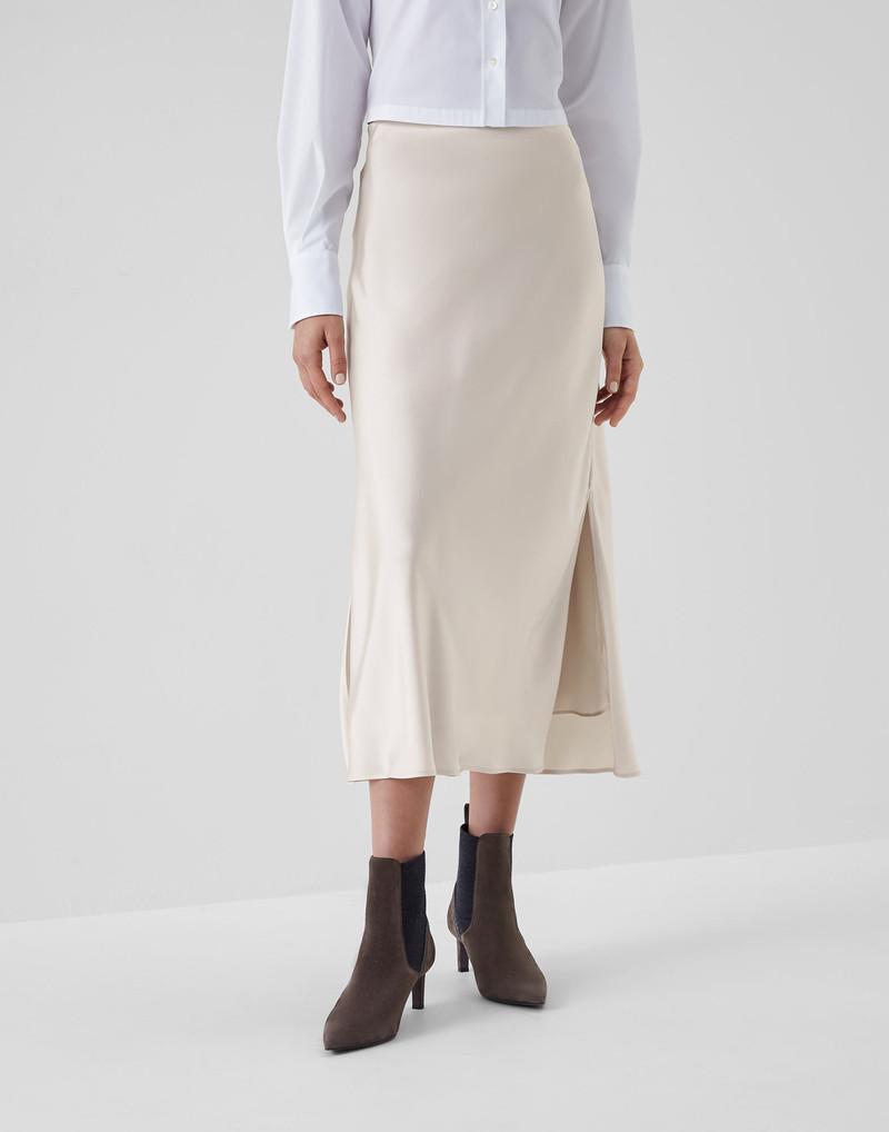 Soft techno satin fluid pencil skirt - 1