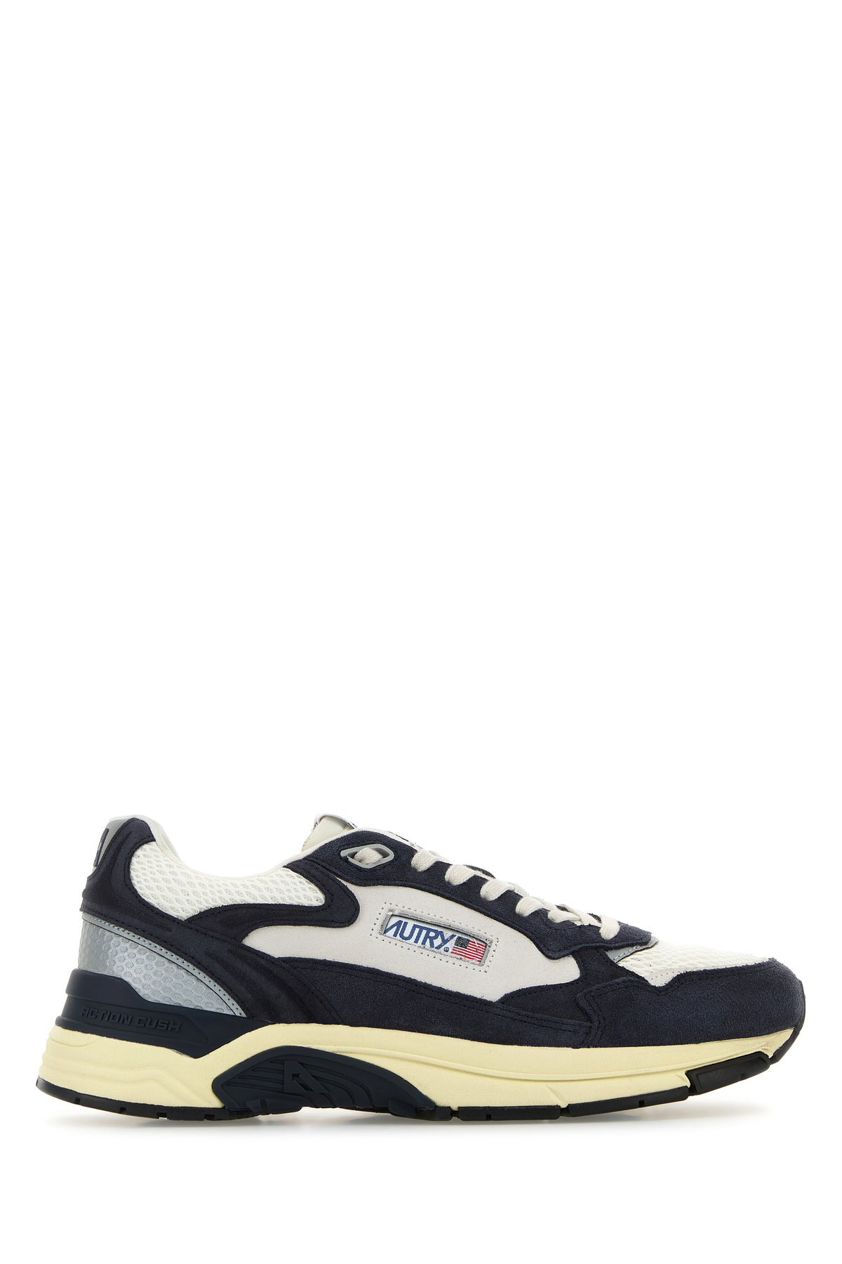 Two-tone leather and mesh Hyperway sneakers - 1
