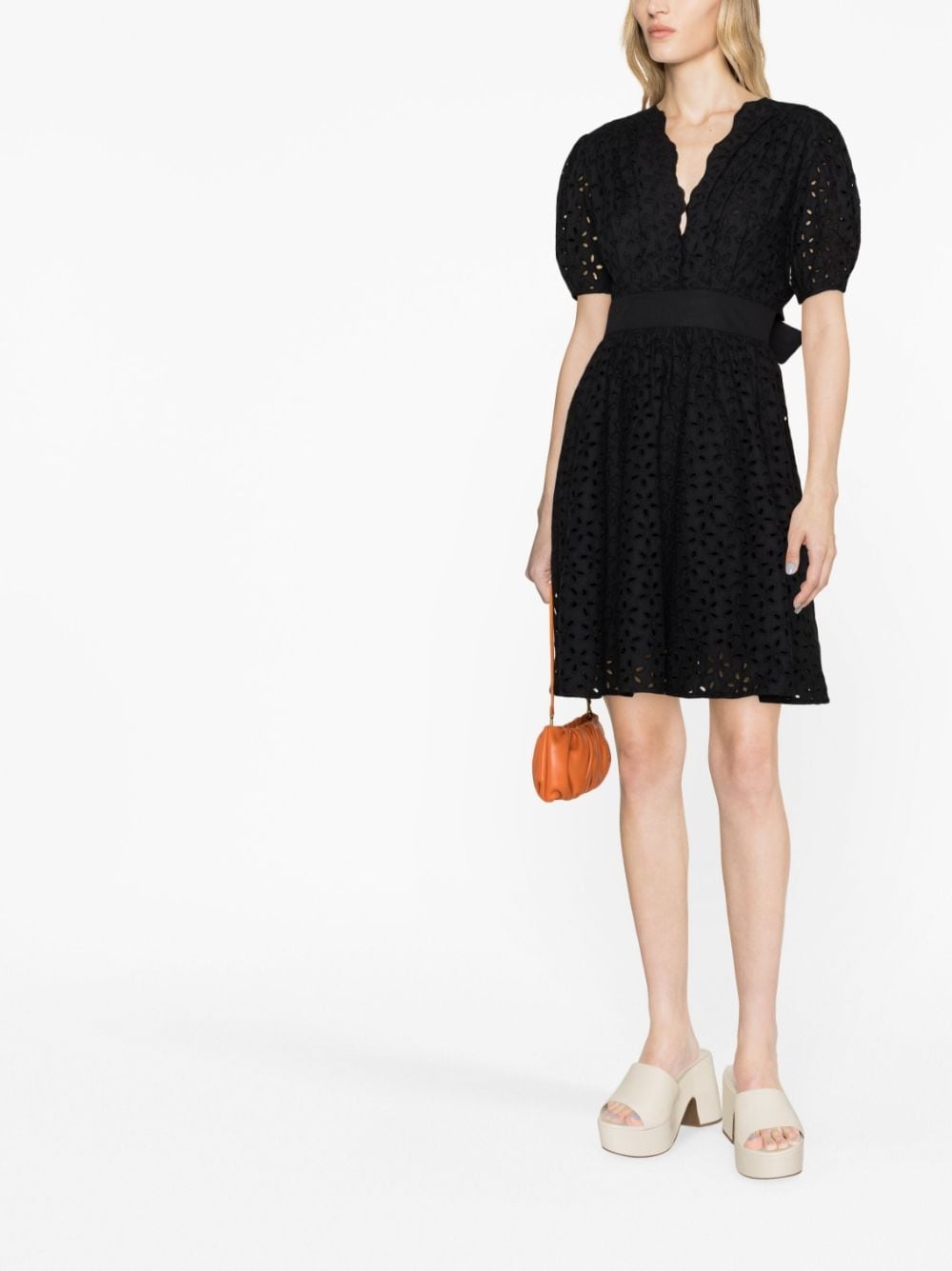 broderie-anglaise cotton short dress - 3