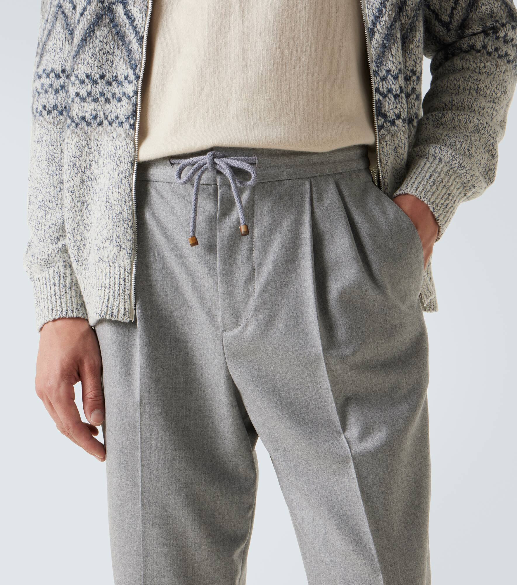Virgin wool flannel straight pants - 5