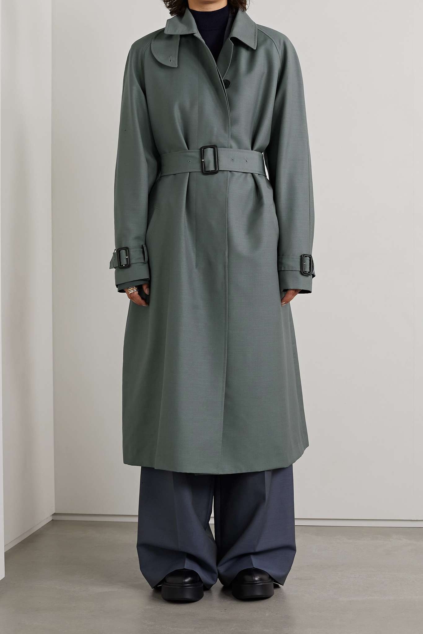 Karim belted wool and mohair-blend coat - 3