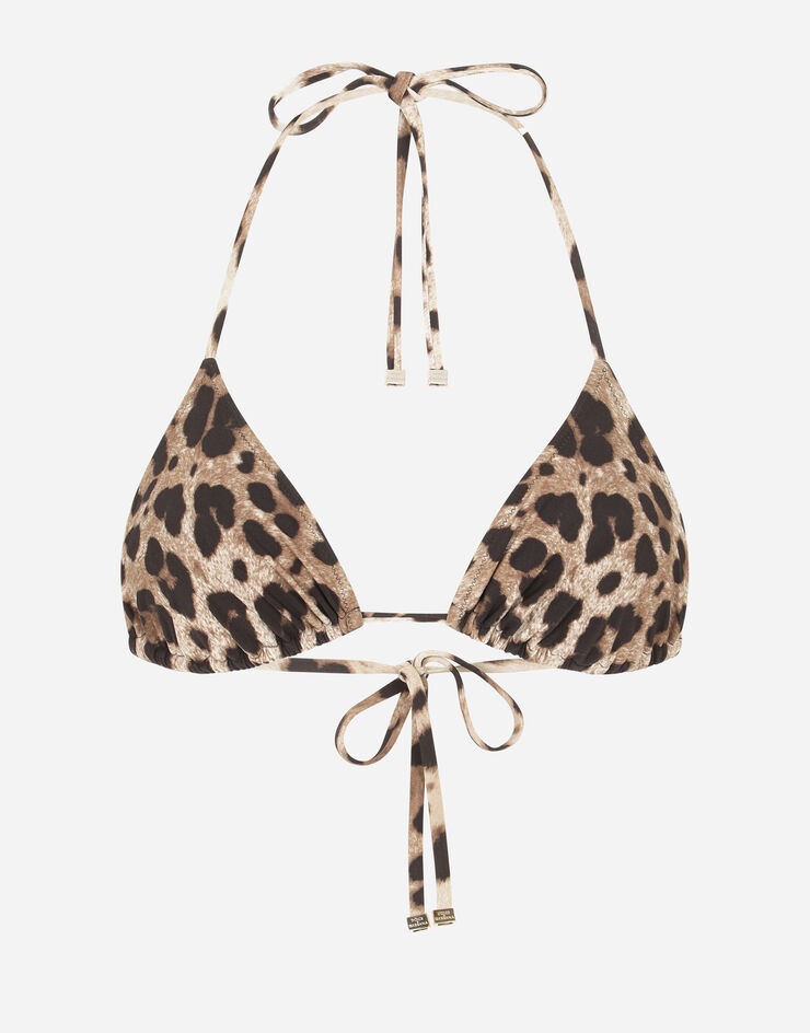 Leopard-print triangle bikini top - 1