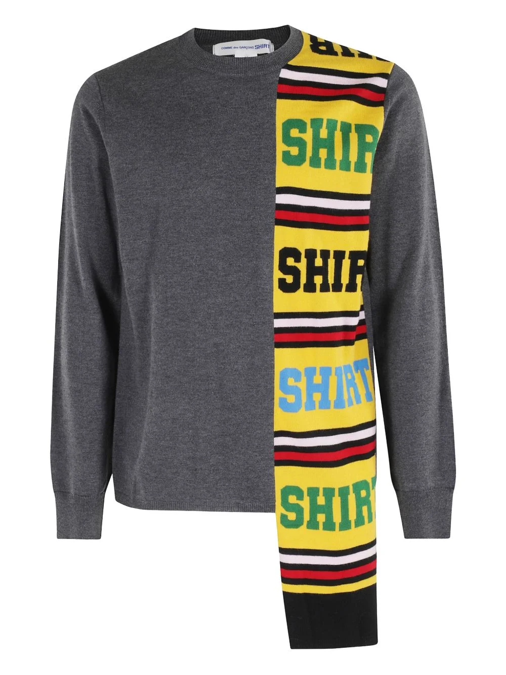 stripe-panel sweater - 1