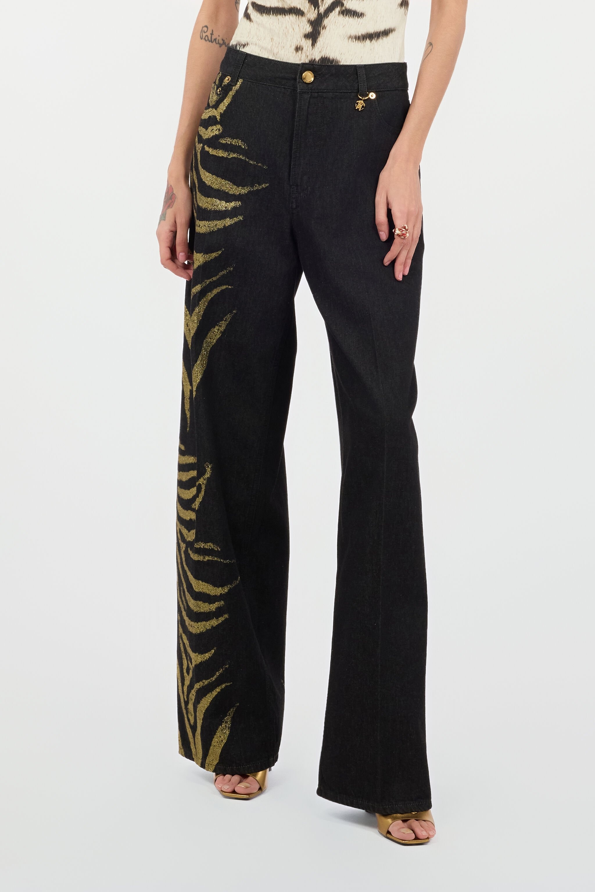 Jeans With Zebra Print On Side - 3