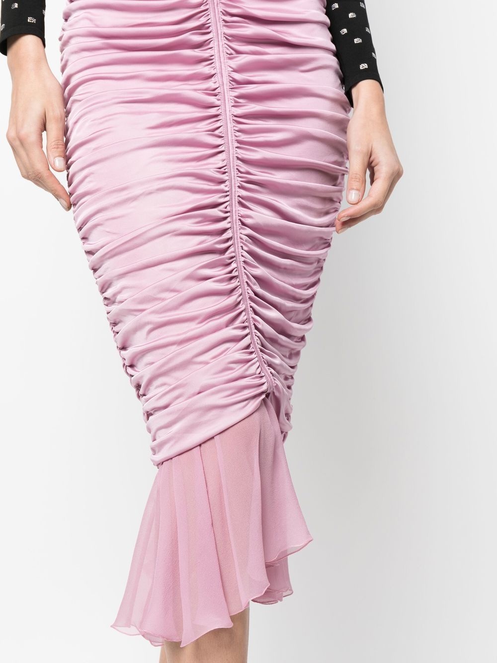 ruched silk midi skirt - 5