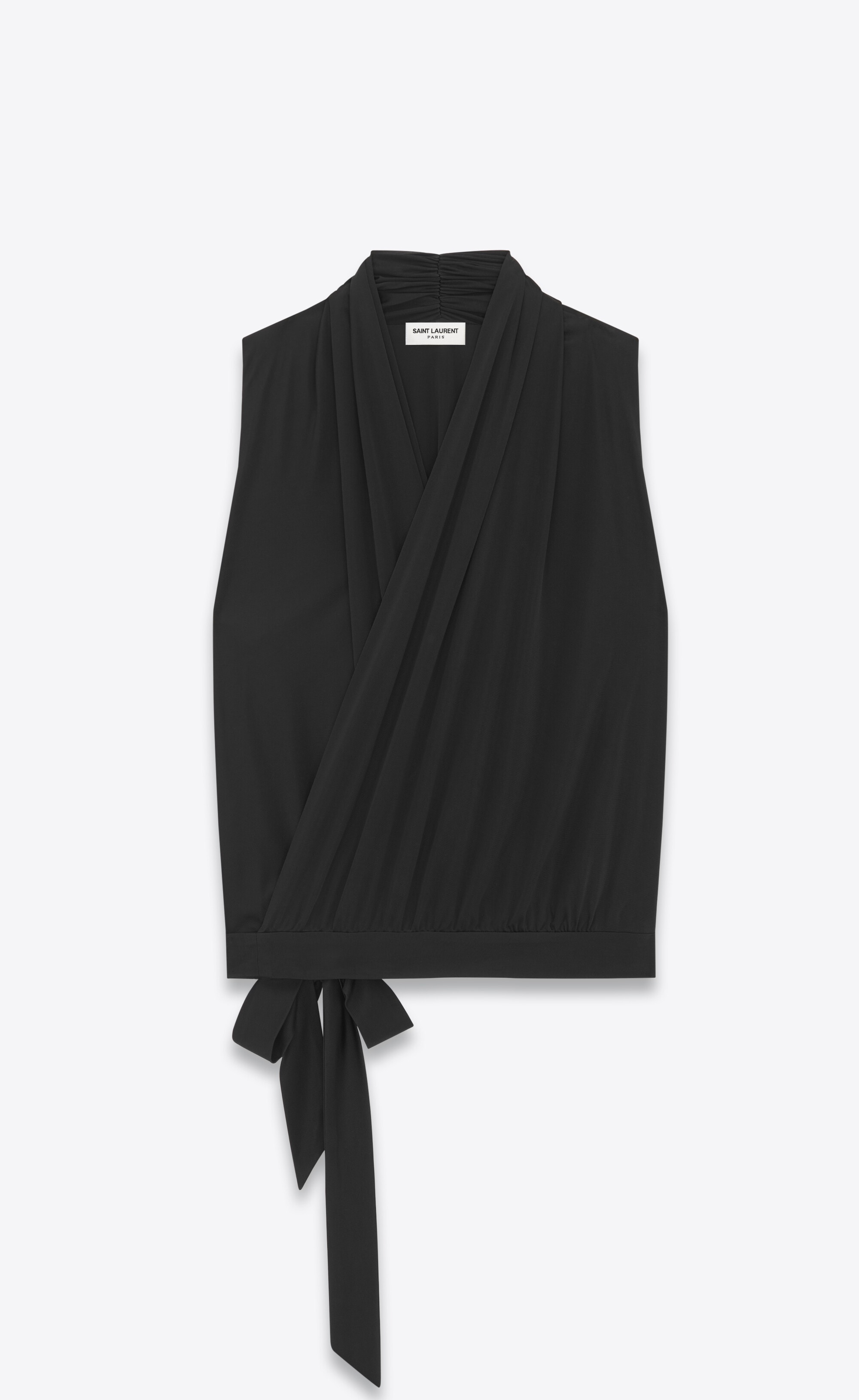 wrap top in shiny jersey - 1