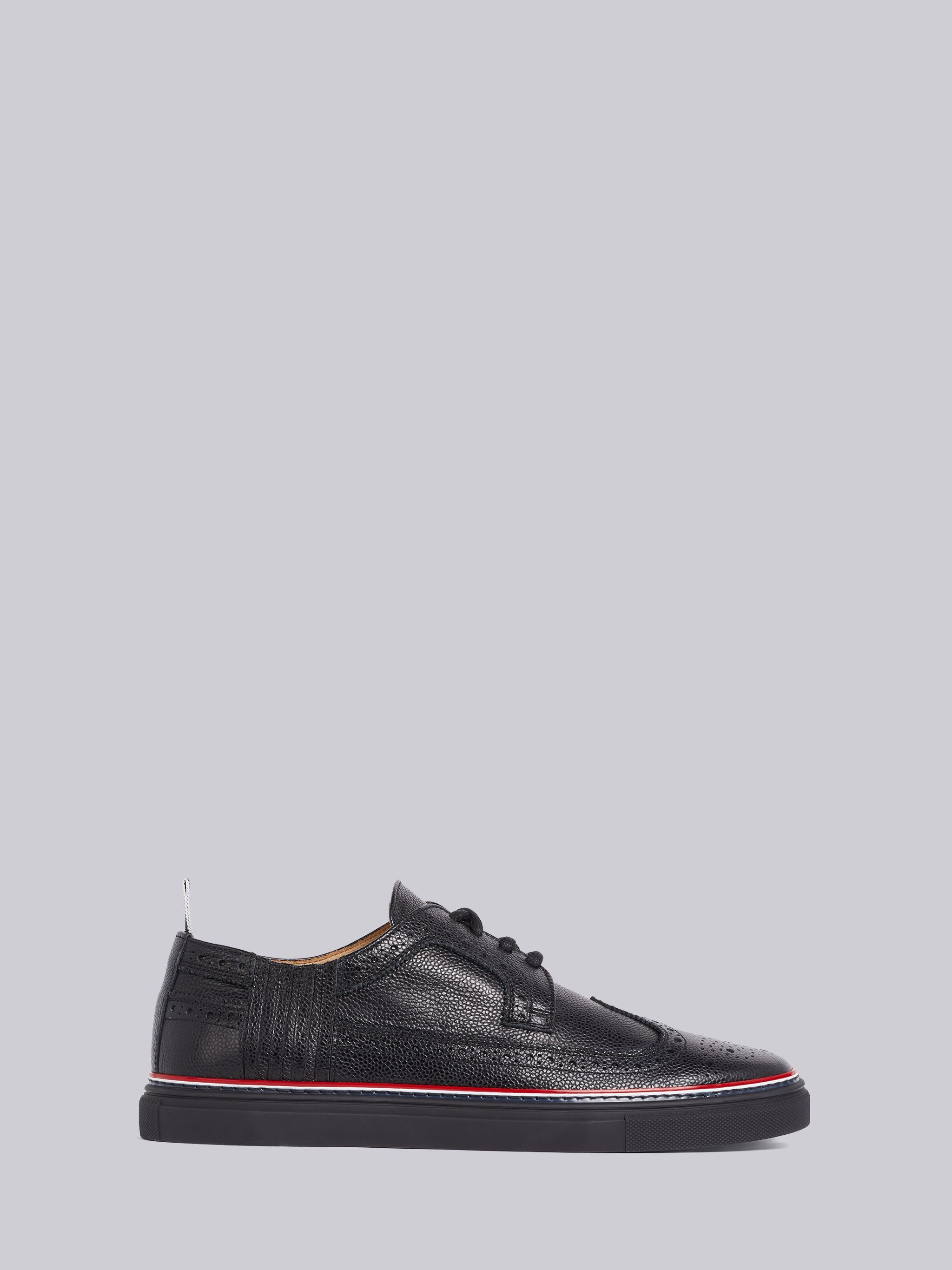 Black Pebbled Brogue Sneaker - 1