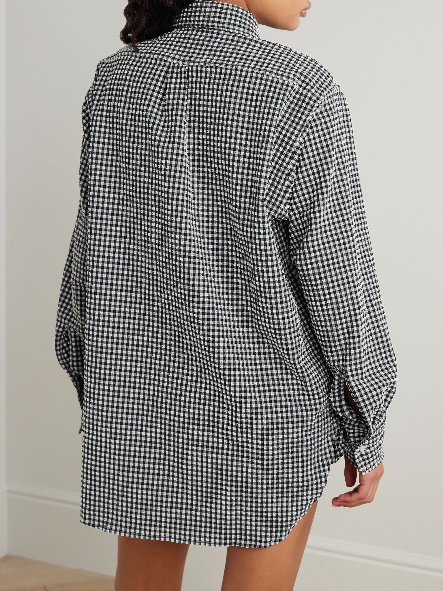Gingham seersucker shirt Black - 4