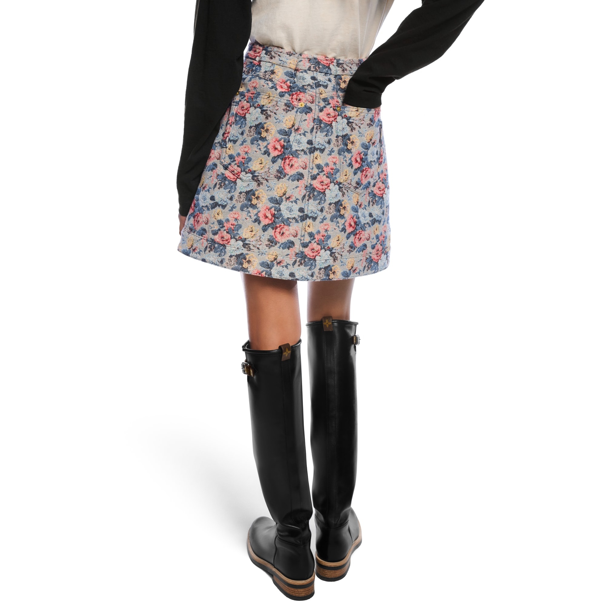 Floral Jacquard A-Line Skirt - 7