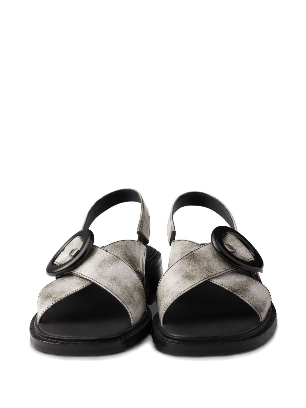 brushed-finish leather sandals - 5
