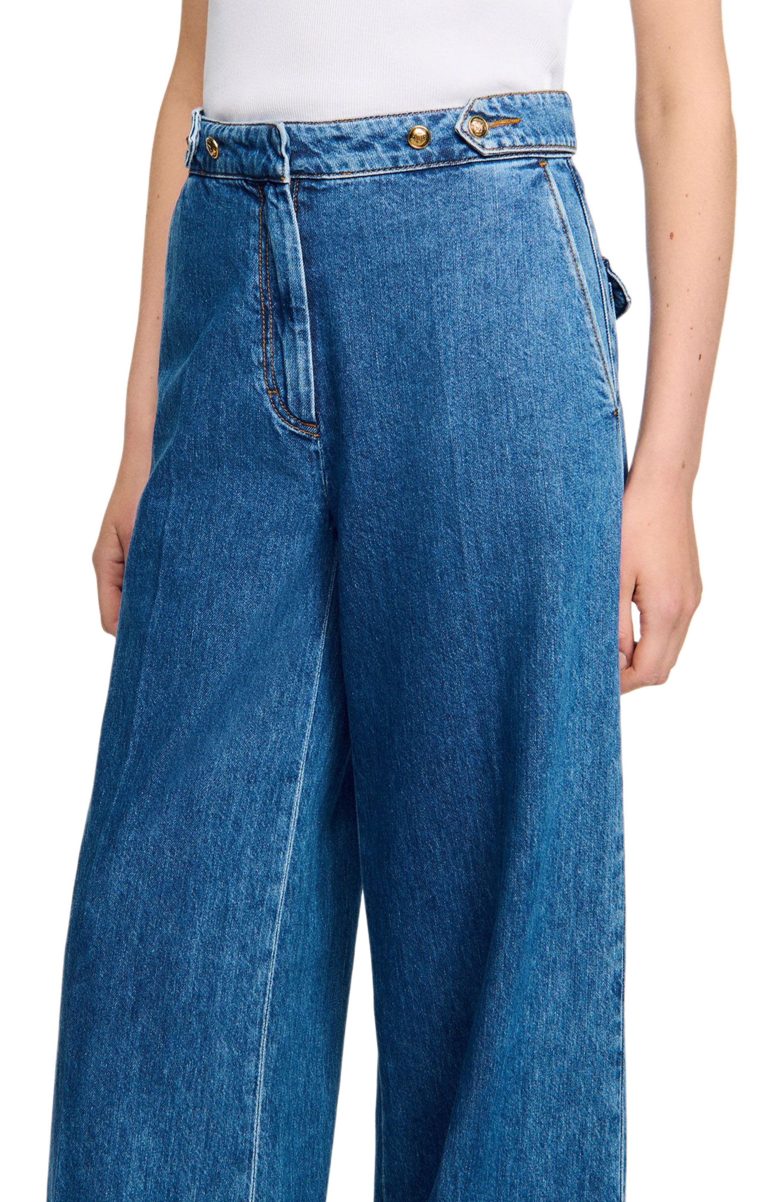 SANDRO Mid-rise wide leg jeans in Blue Jean at Nordstrom - 4