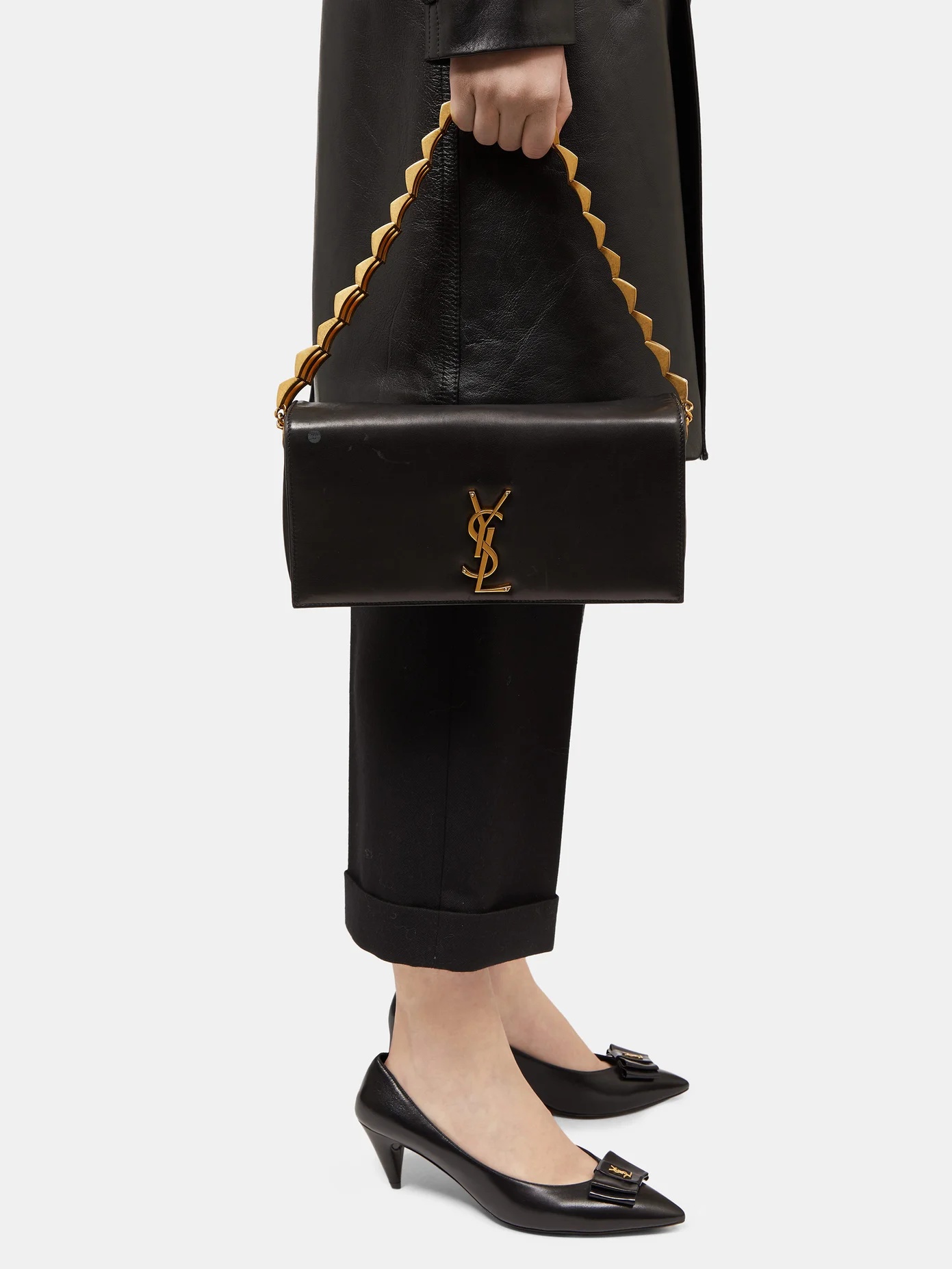 YSL-plaque leather shoulder bag - 3