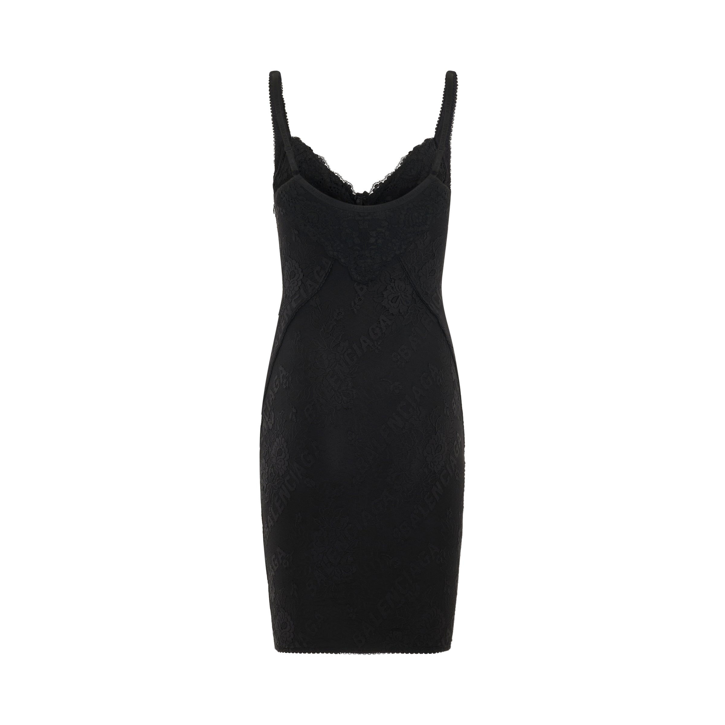 Lingerie Mini Dress in Black - 4