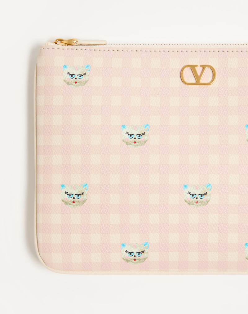 VLOGO SIGNATURE CLUTCH BAG IN LE CHAT DE LA MAISON GRAINY CALFSKIN 7