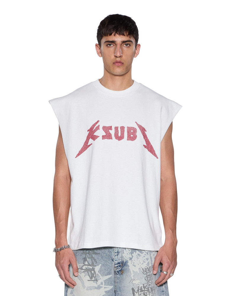 LINE UP EKCESS CUT OFF TEE WHITE/RED 3