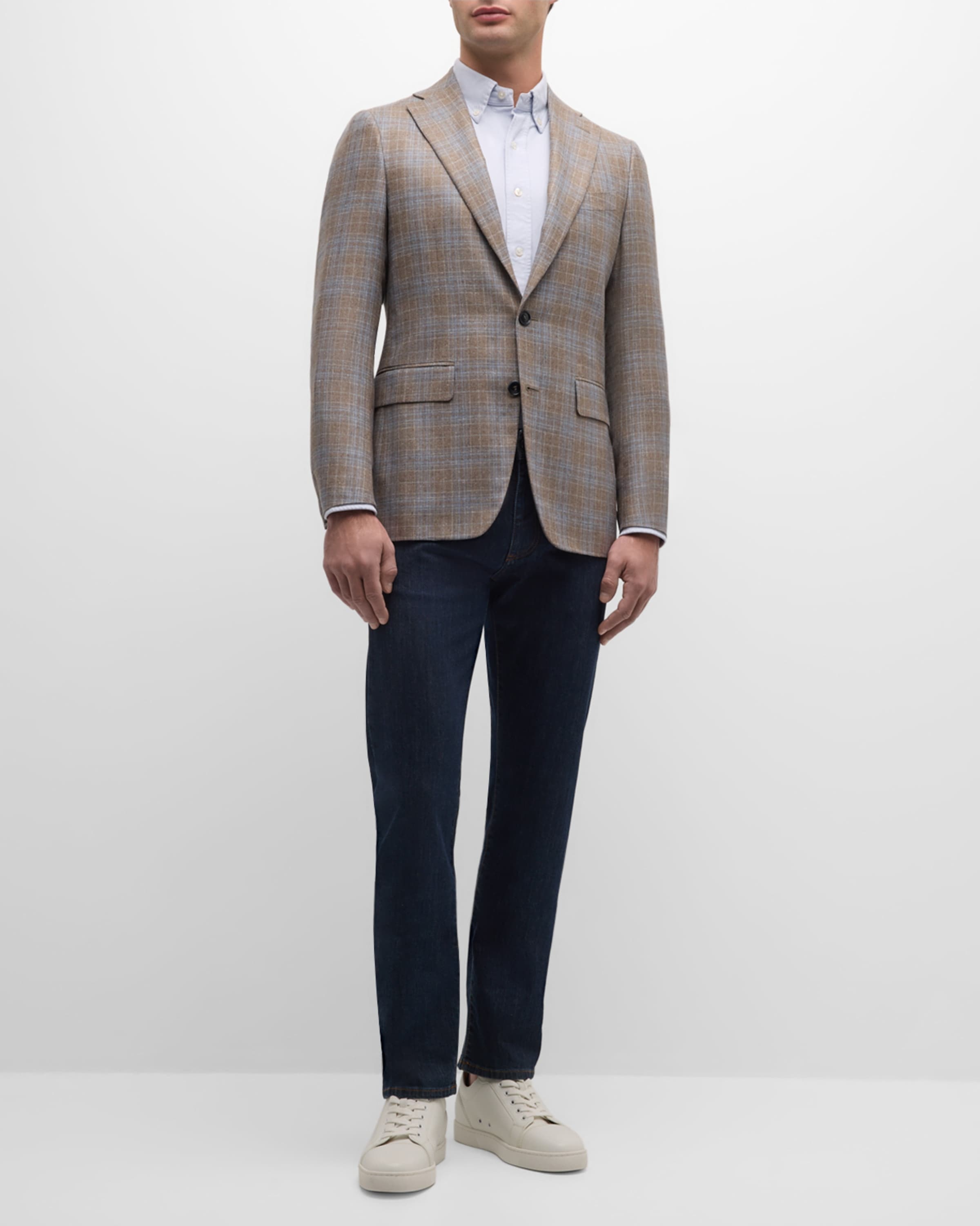 Men's Plaid Silk-Wool Sport Coat - 5