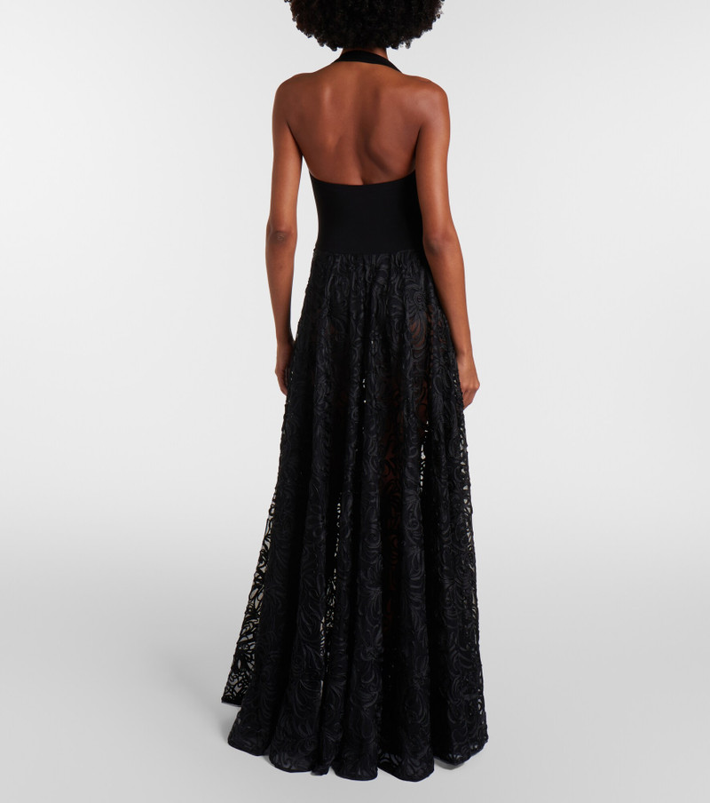 Cayla embroidered semi-sheer gown 5