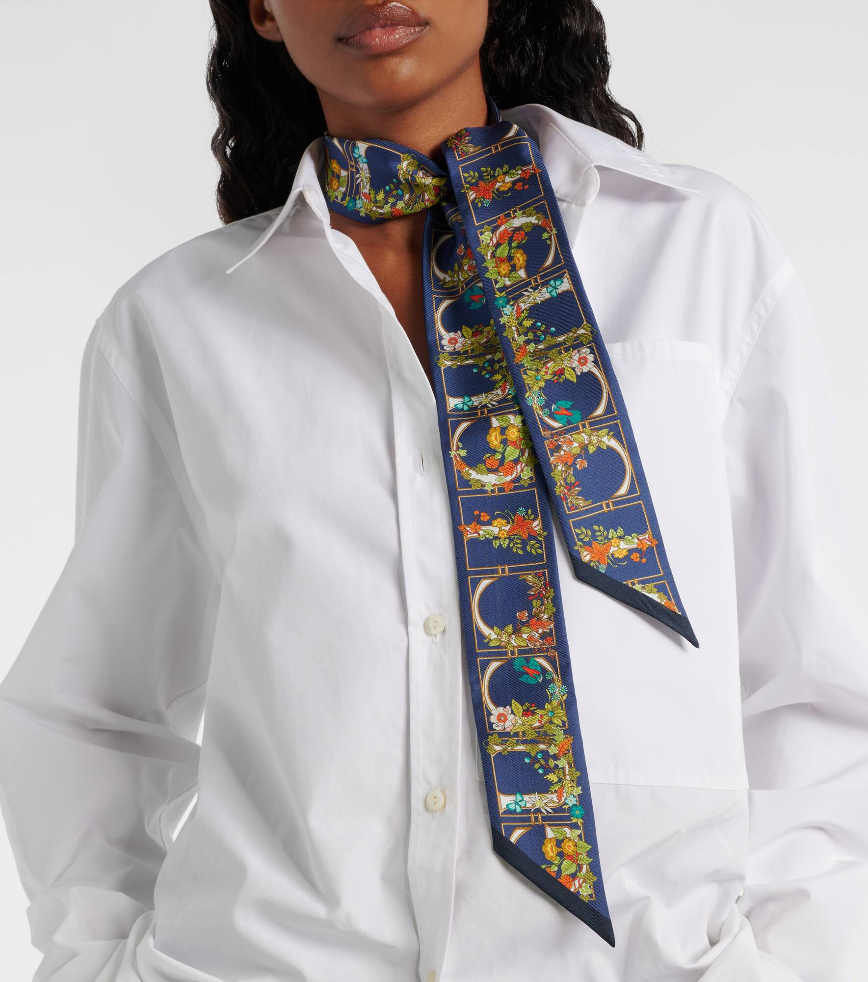 GG floral printed silk scarf - 2