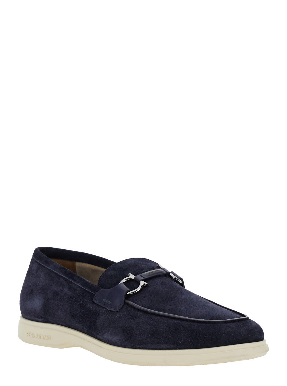 Ferragamo Men 'Cosimo' Blue Loafers With Metallic Hooks On The Front In Suede Man - 2