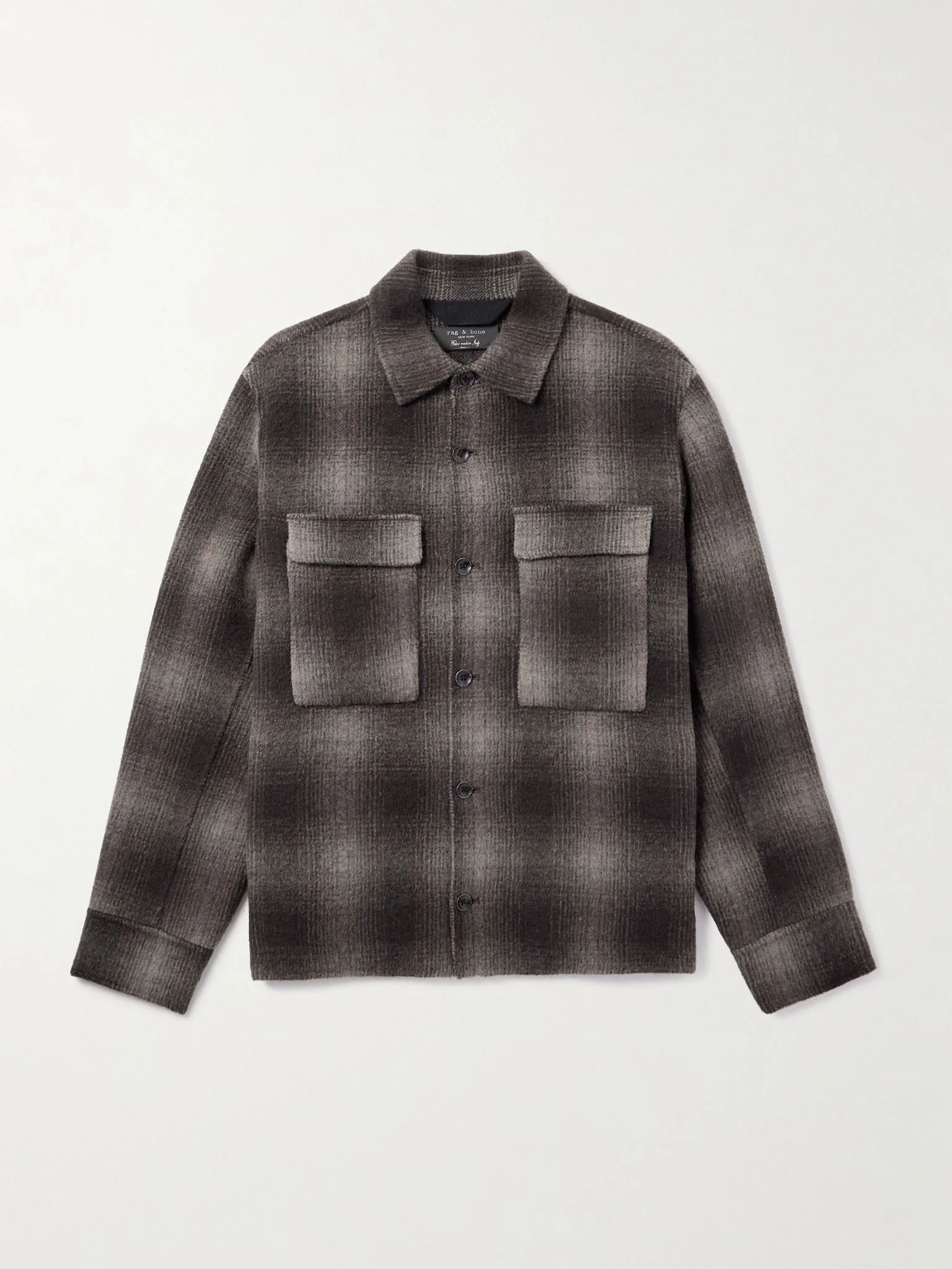 Austin Checked Wool-Blend Shirt Jacket Brown - 1