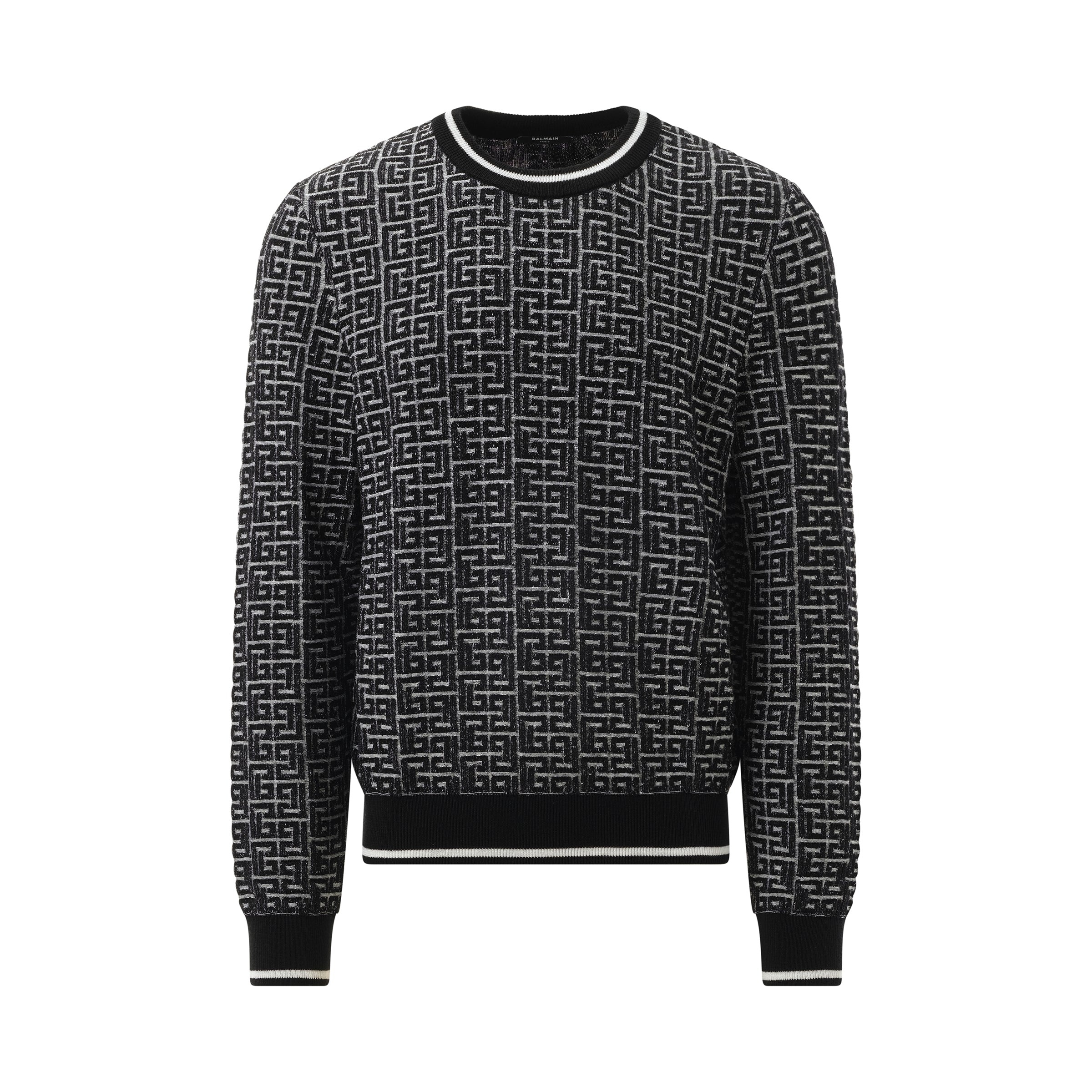 3D Monogram Vanise Knit Sweater in White/Black - 2