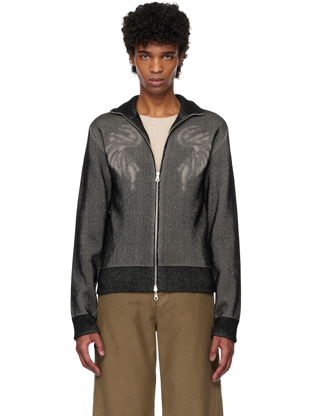Dries Van Noten Black Zip-Up Sweater | REVERSIBLE