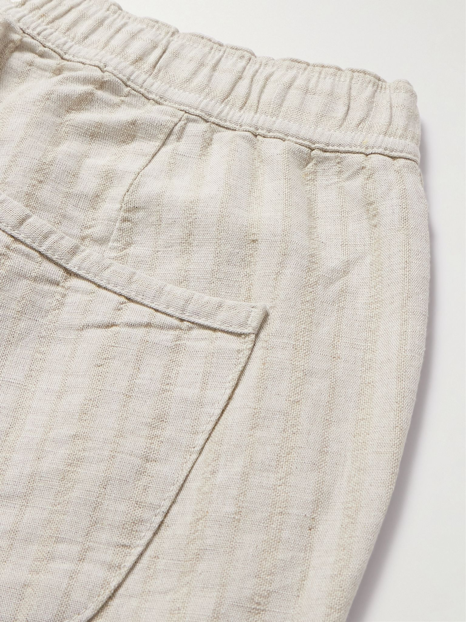 Osborne Straight-Leg Striped Linen and Cotton-Blend Shorts Beige - 5