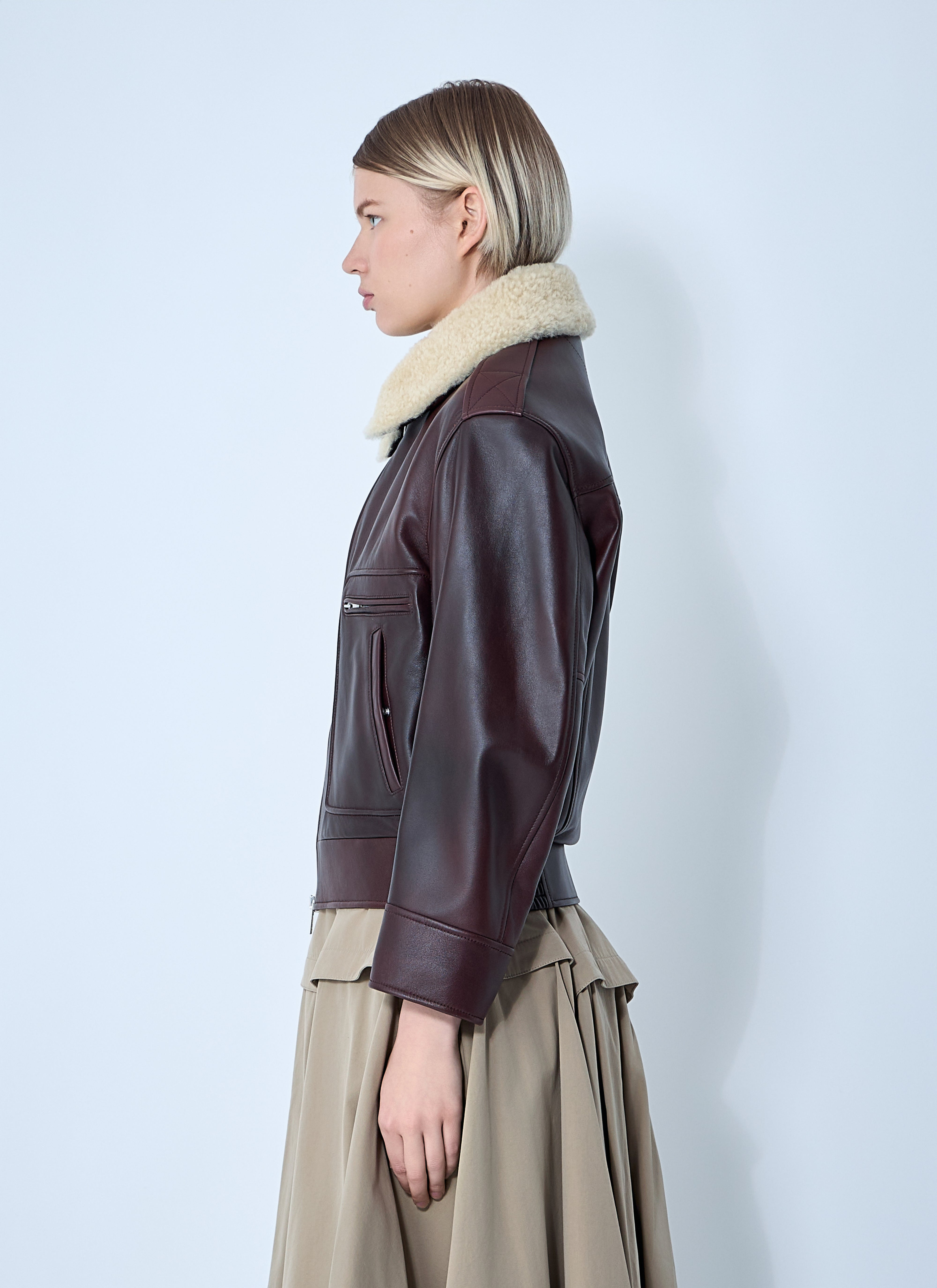 Bottega Veneta Women Leather Blouson Jacket - 3