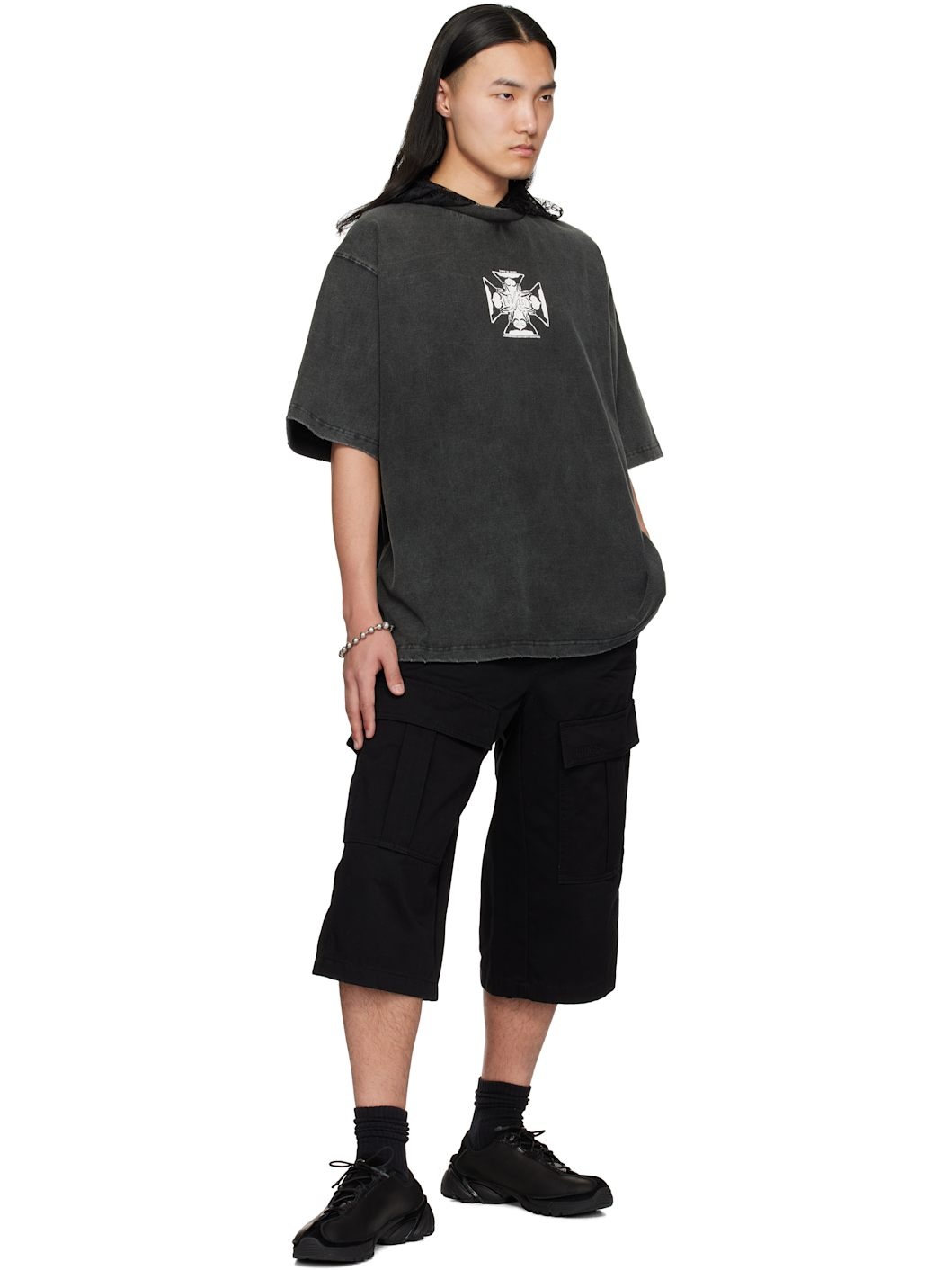 Black Heart Cross Layered T-shirt - 4