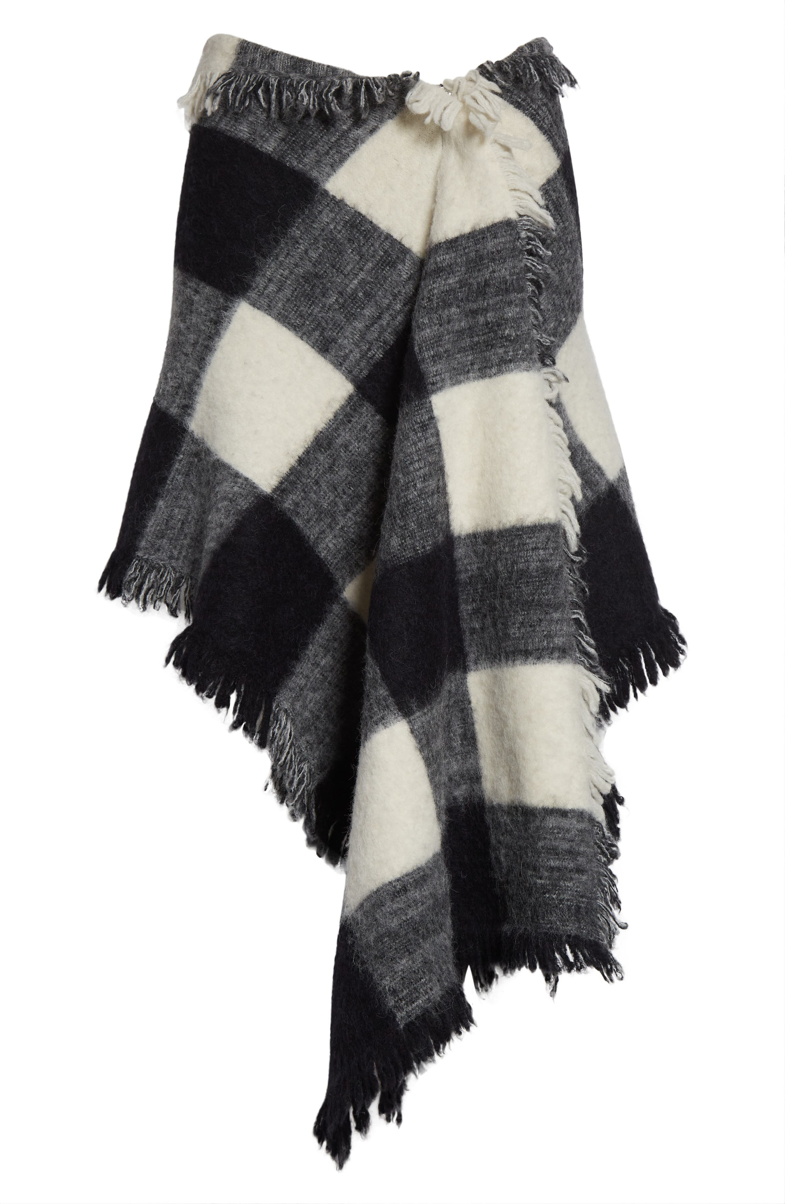 Proenza Schouler Kai Asymmetric Glen Plaid Brushed Alpaca Blend Skirt in Black Multi at Nordstrom - 6
