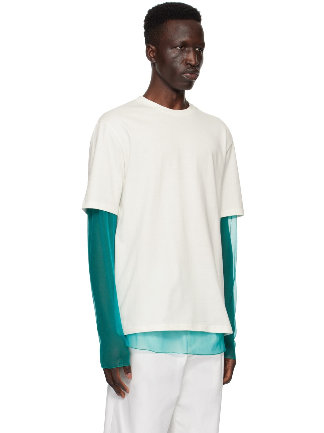 Off-White & Blue Layered Long Sleeve T-Shirt - 2