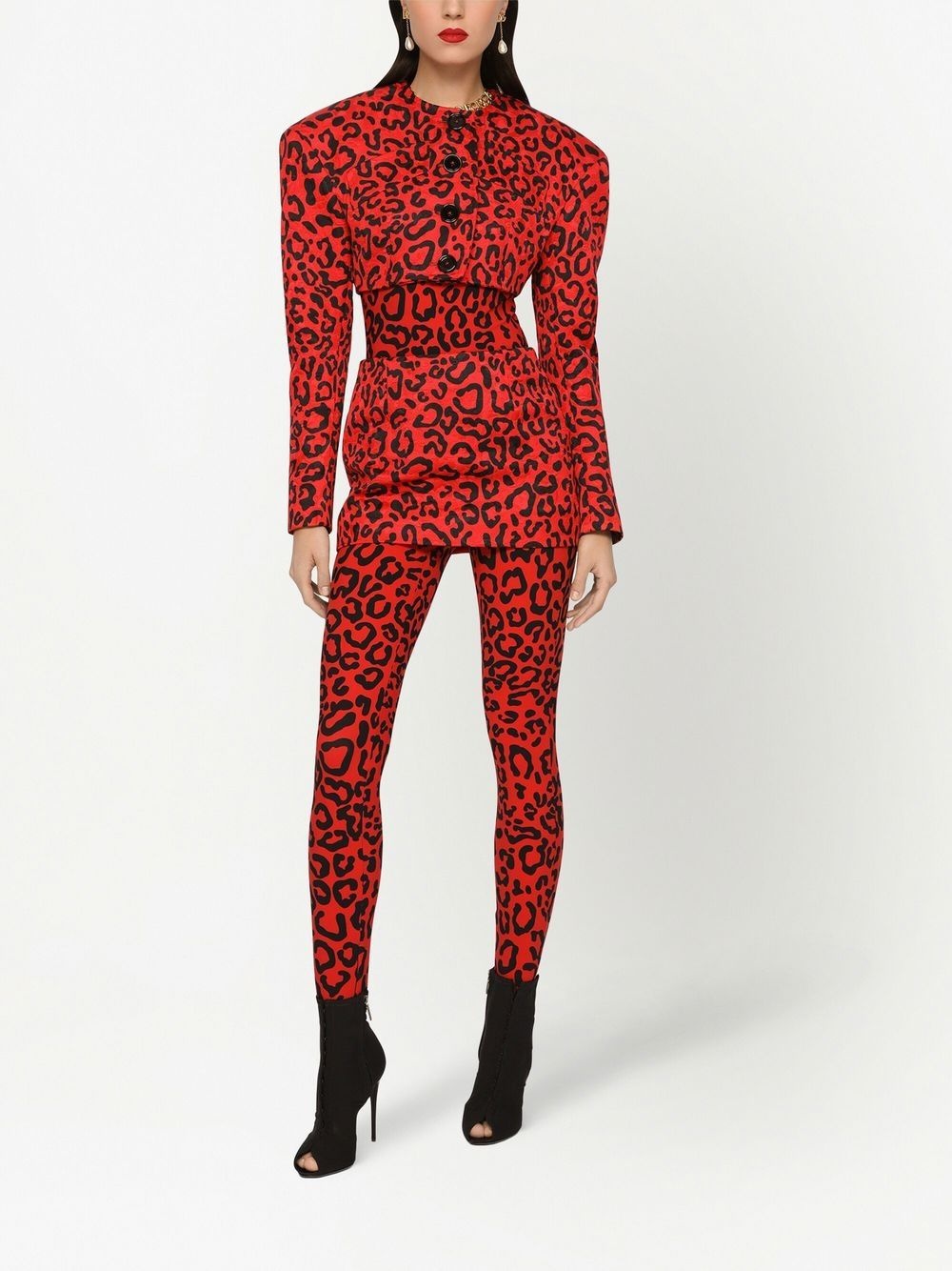 cropped leopard-print blazer - 3