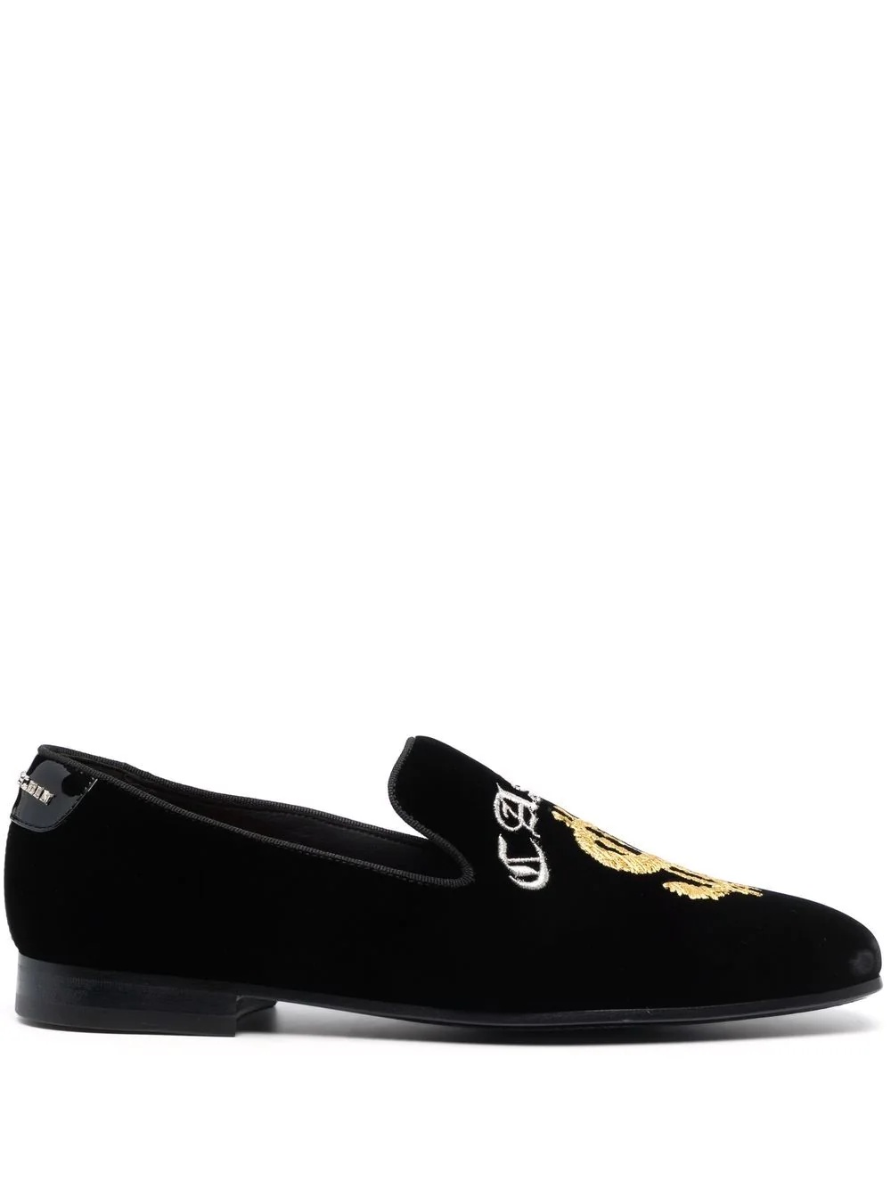 embroidered velvet loafers - 1