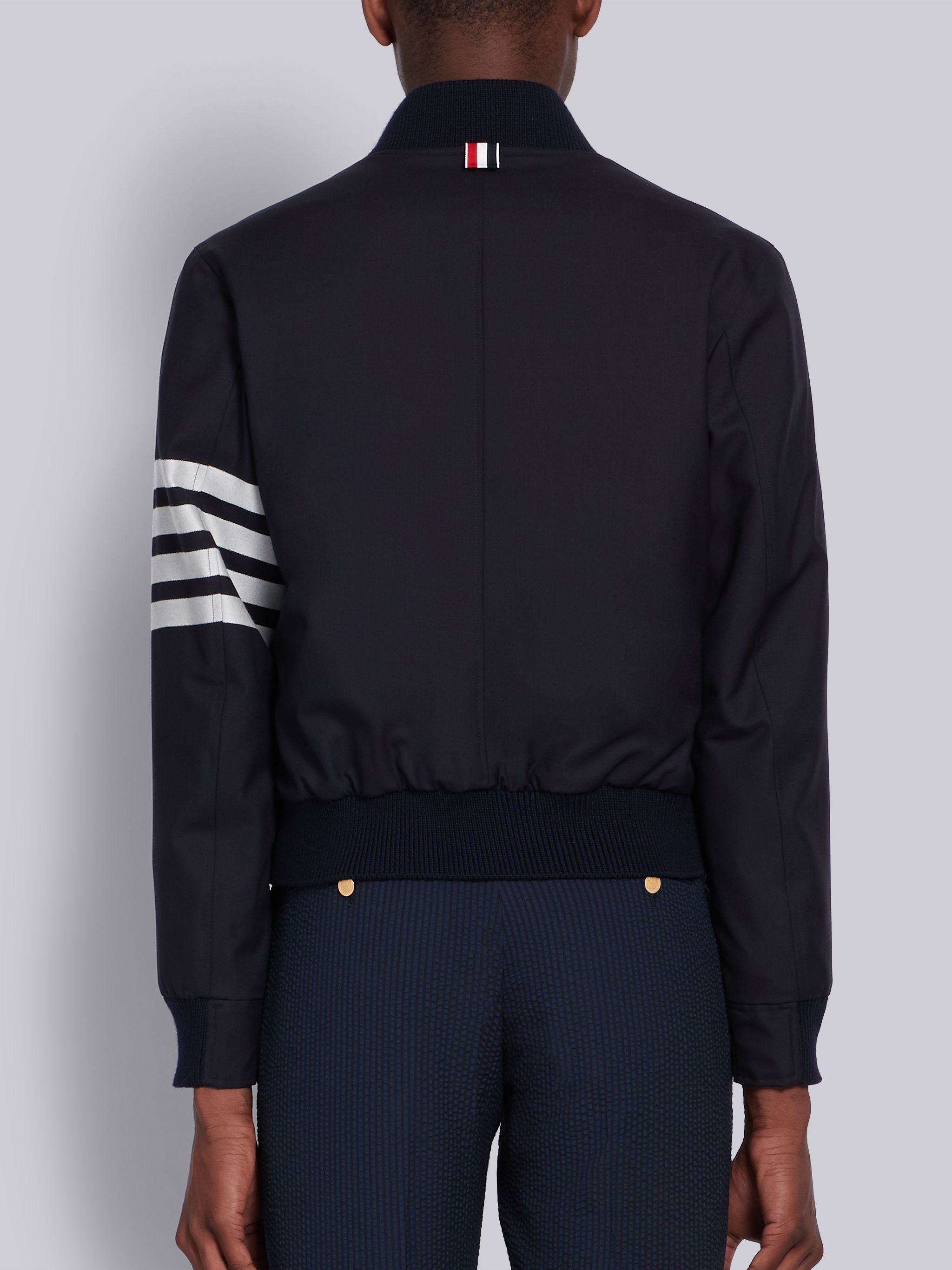 Navy Knit Blouson 4-Bar Jacket - 3