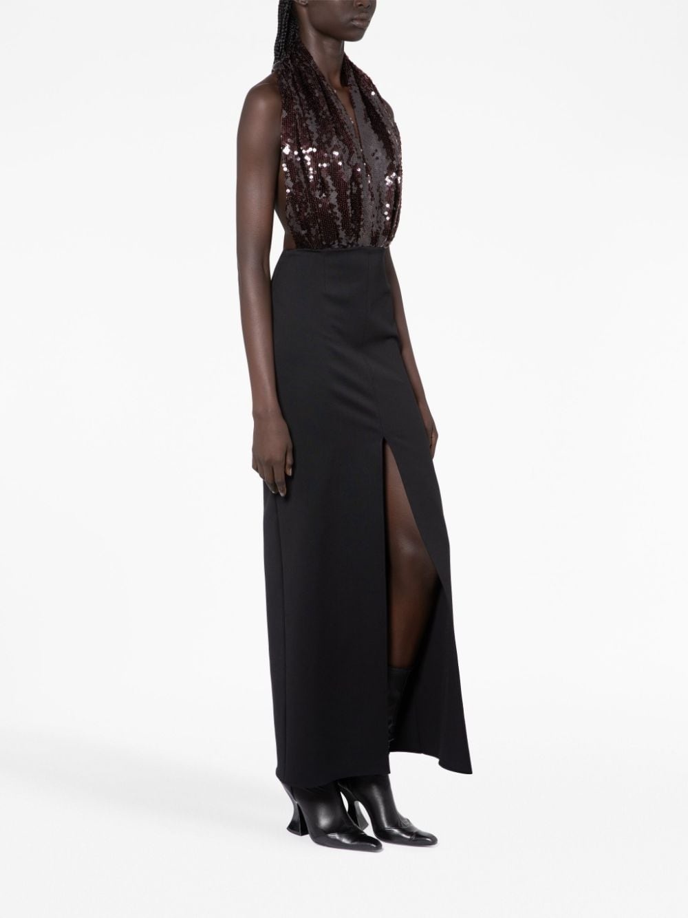 sequin-embellished halterneck dress - 3