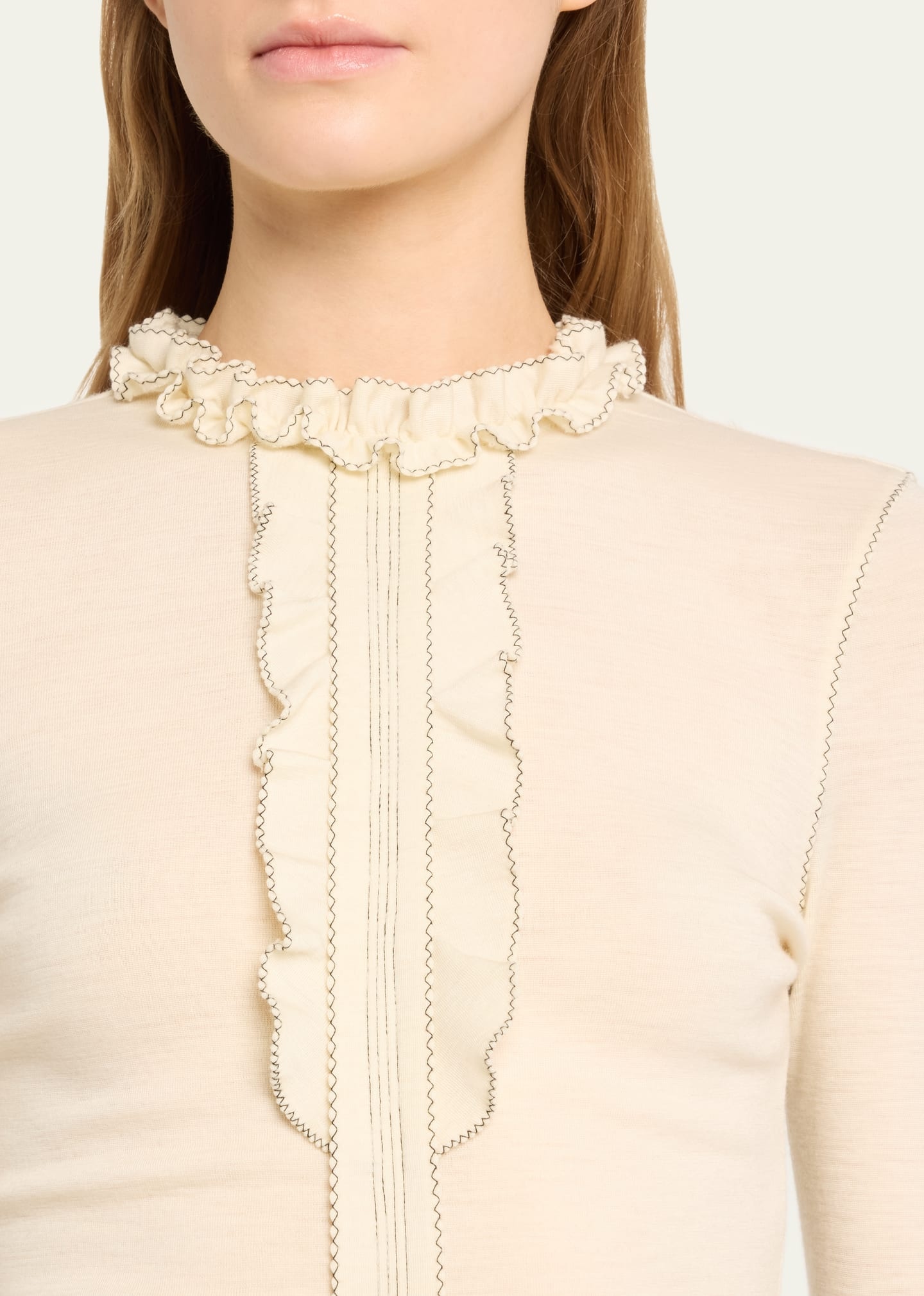 Asha Ruffle-Collar Wool Knit Bib Top - 5