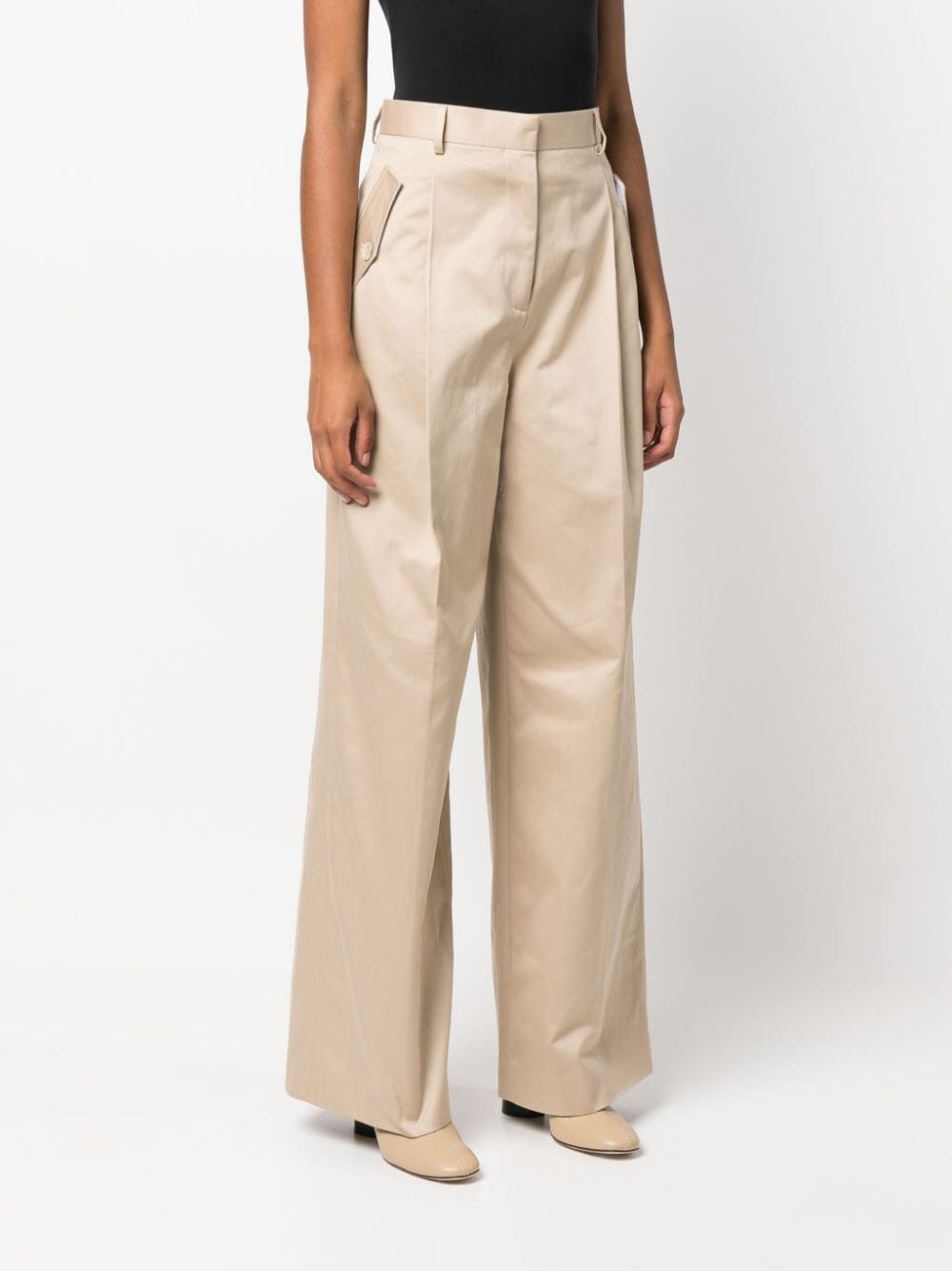 wide-leg gabardine trousers - 3