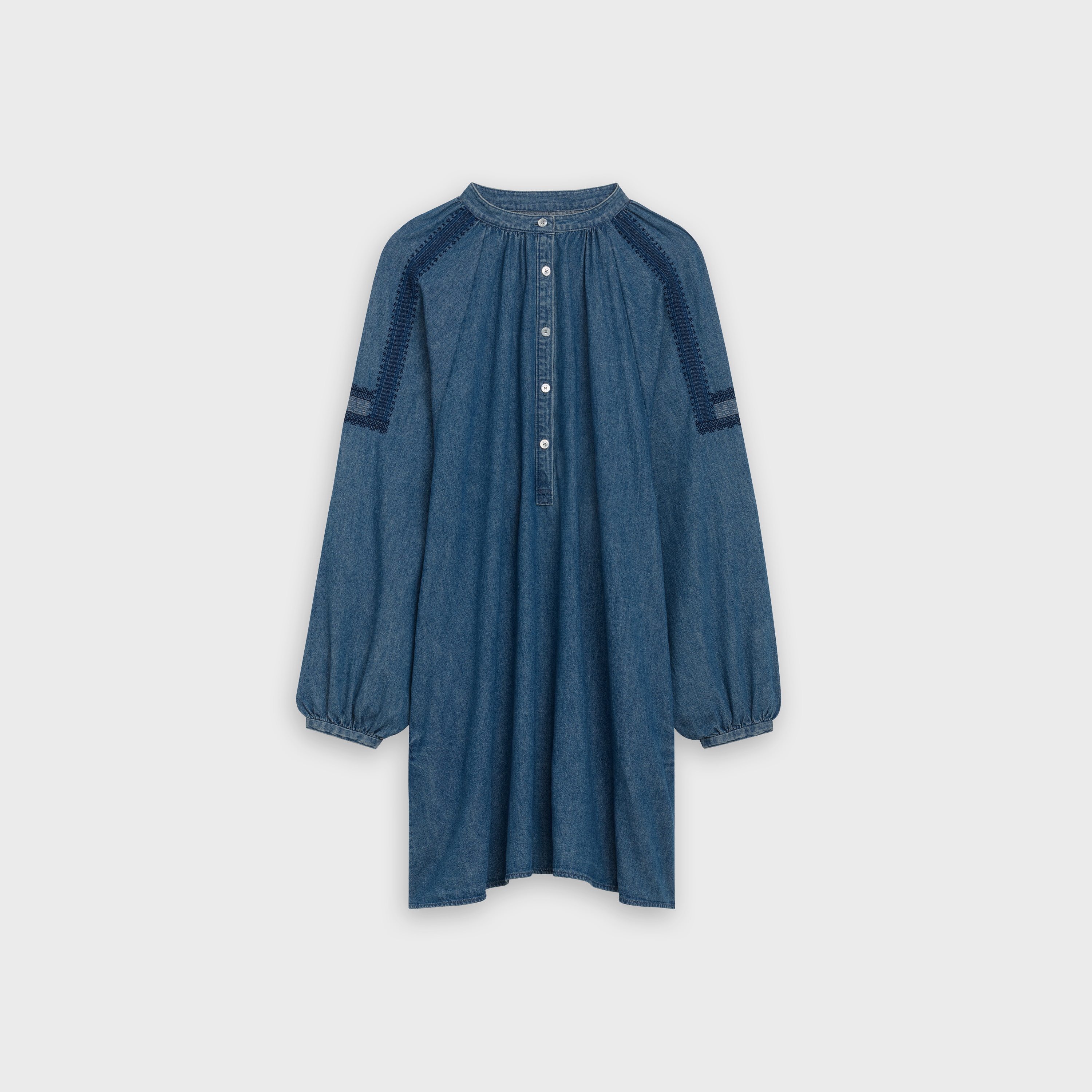 MINI DRESS IN EMBROIDERED LIGHTWEIGHT DENIM - 1