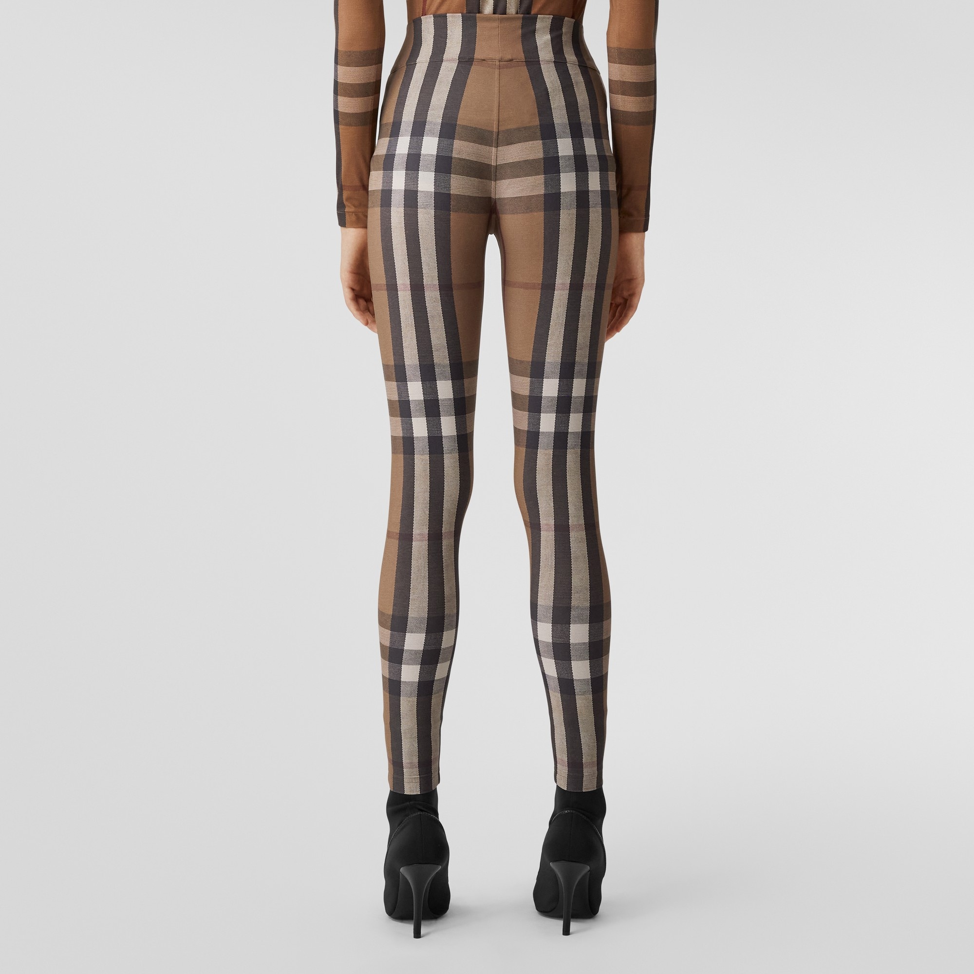 Checked stretch-jersey leggings