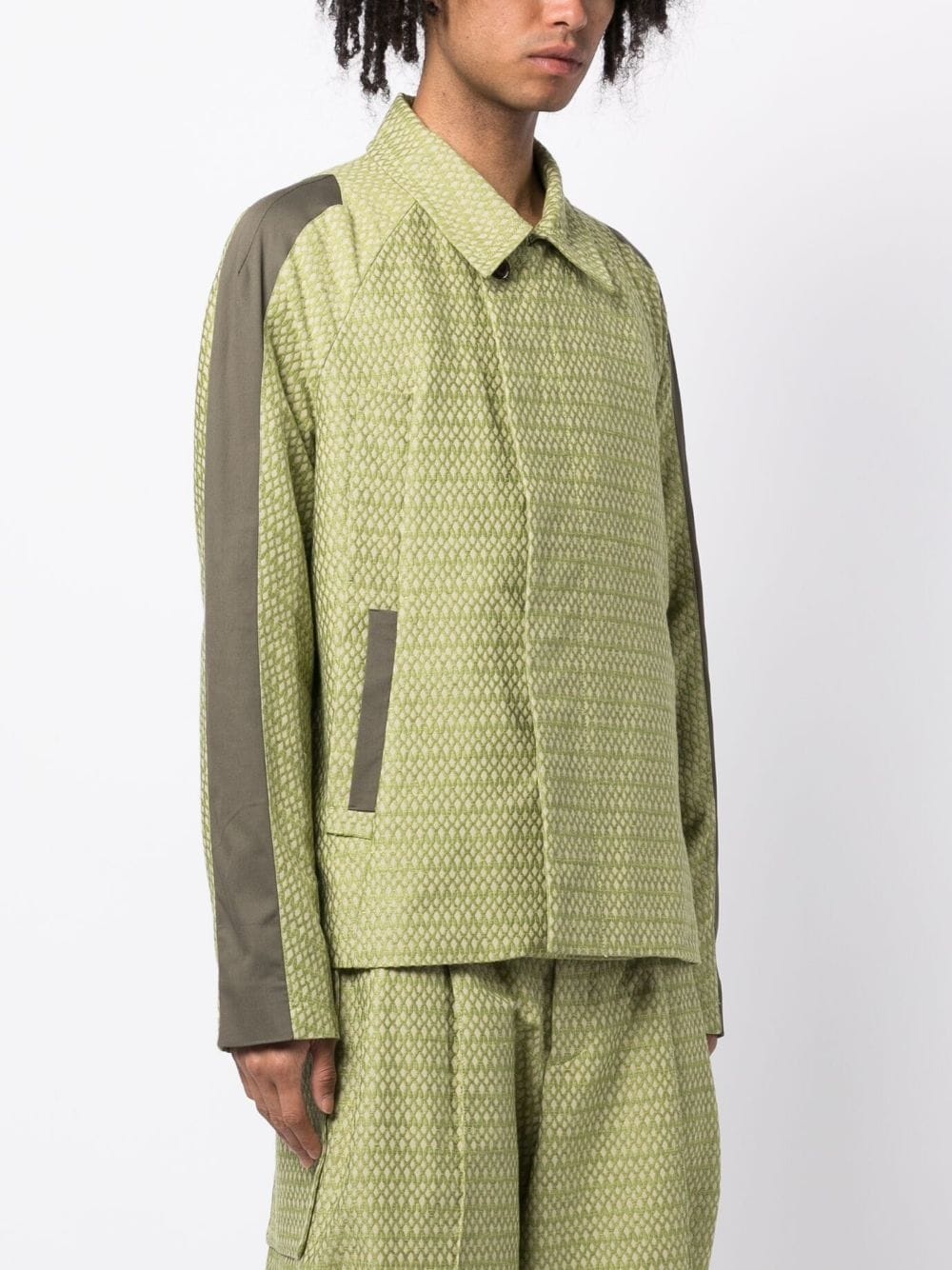 jacquard contrast-edge jacket - 6
