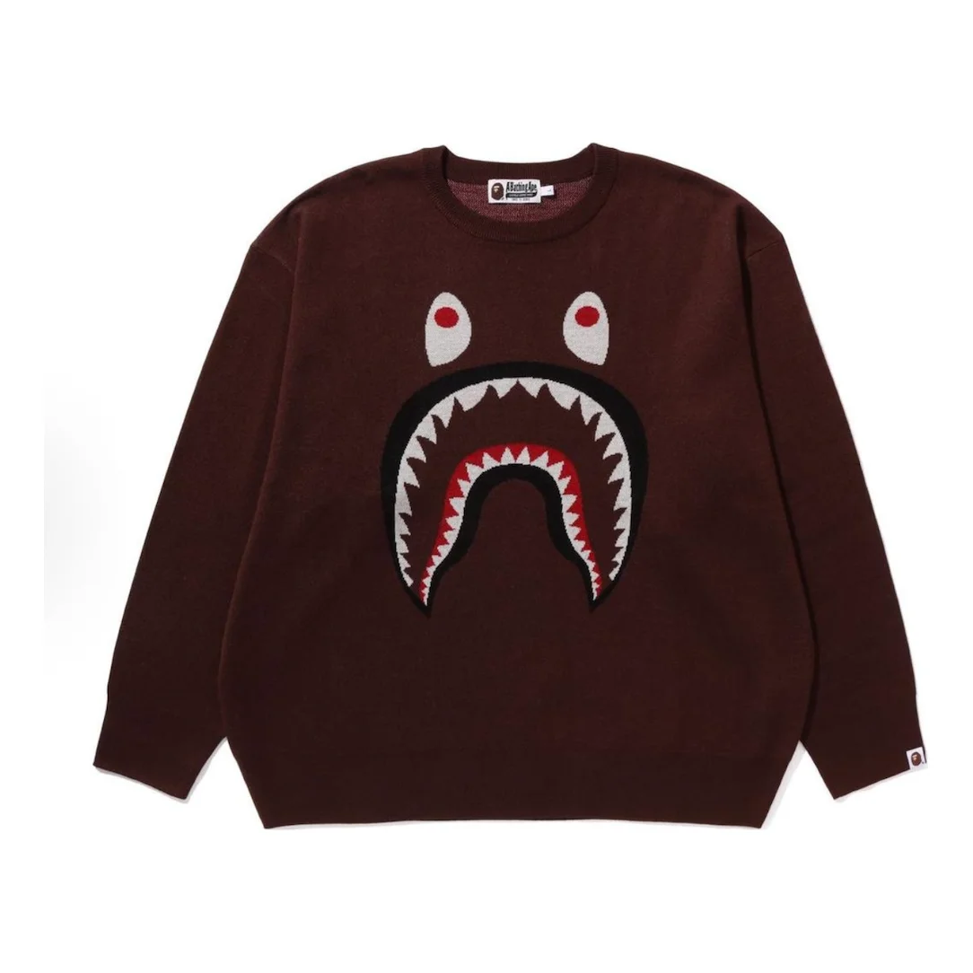 A Bathing Ape Shark Jacquard Sweater 'Brown' 1J80-120-006-BRW - 1