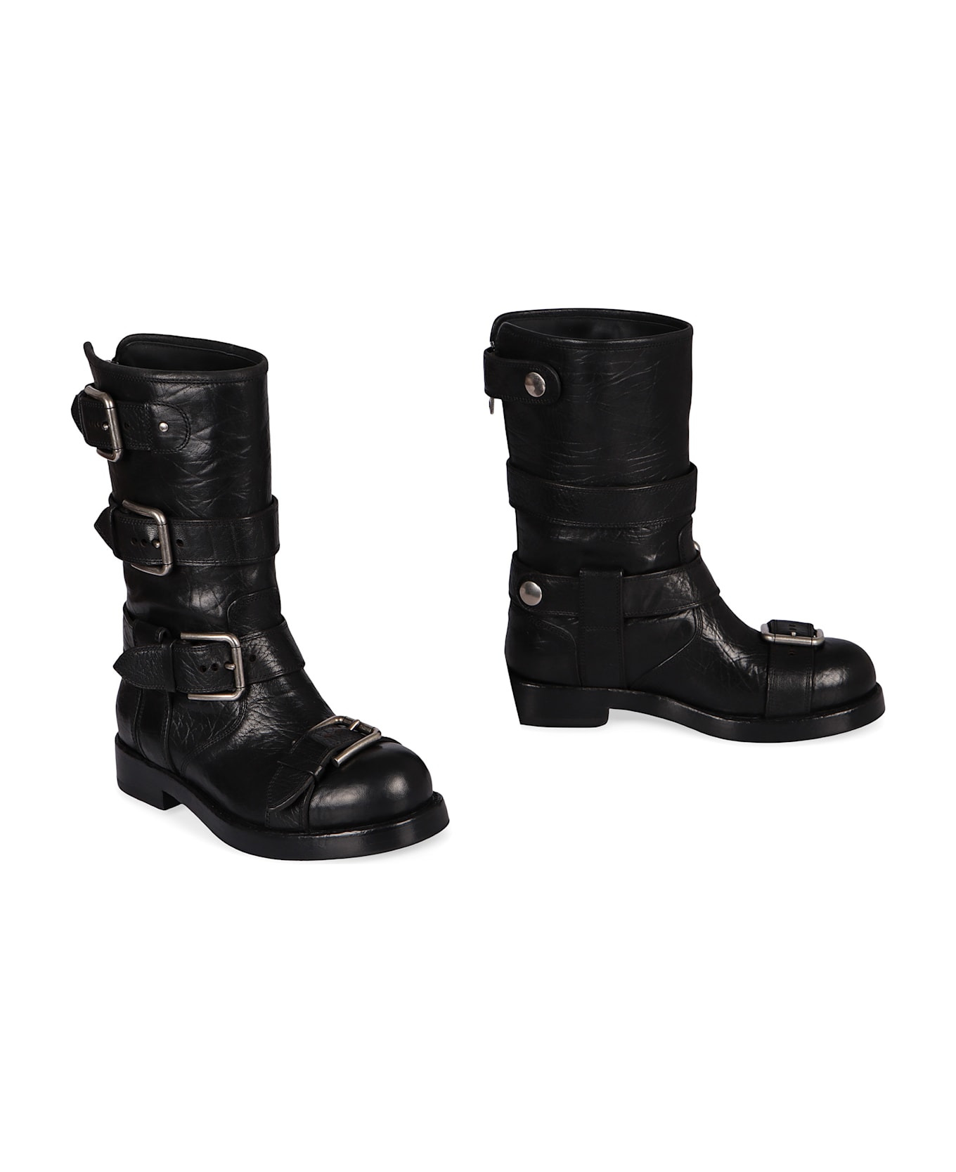 Leather Biker Boots - 3