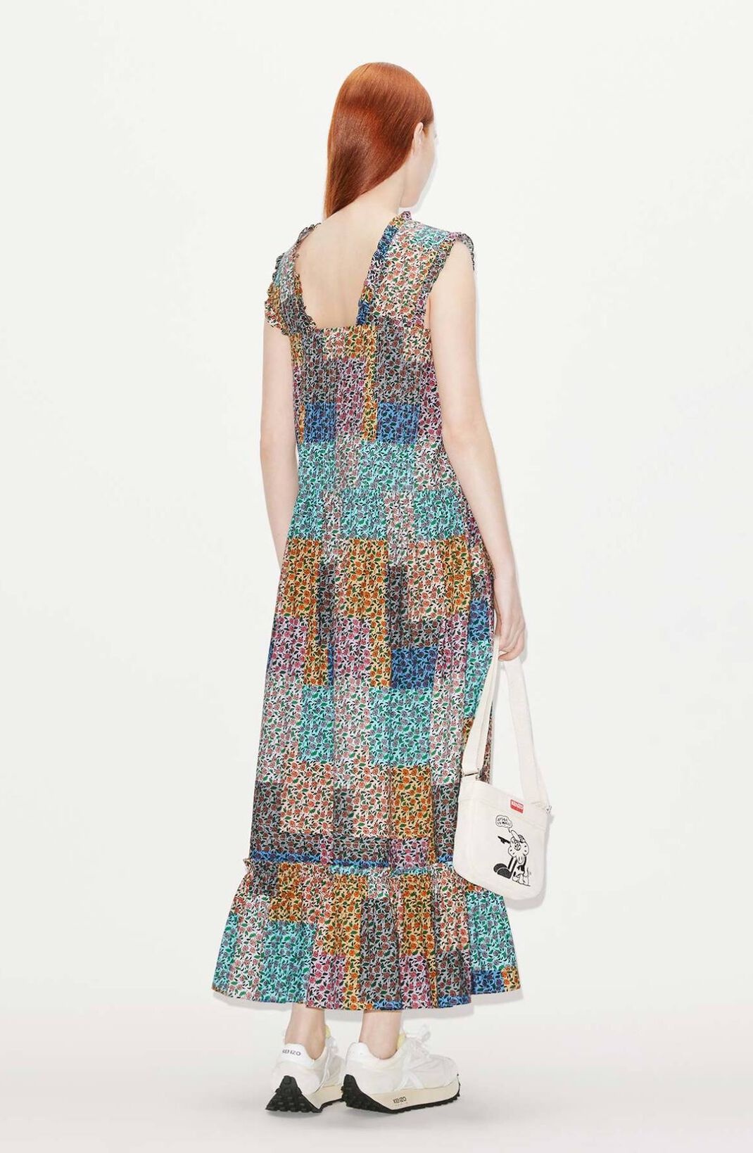 'Patchwork' pleated midi dress - 3