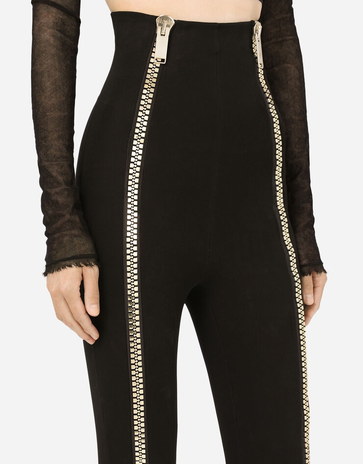 High-waisted leggings with zipper and stirrups - 4