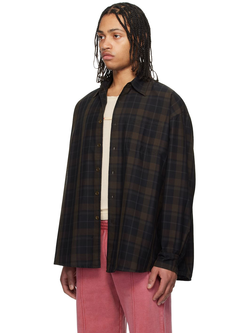Our Legacy Borrowed Shirt Black Sheer Shadow Check | REVERSIBLE